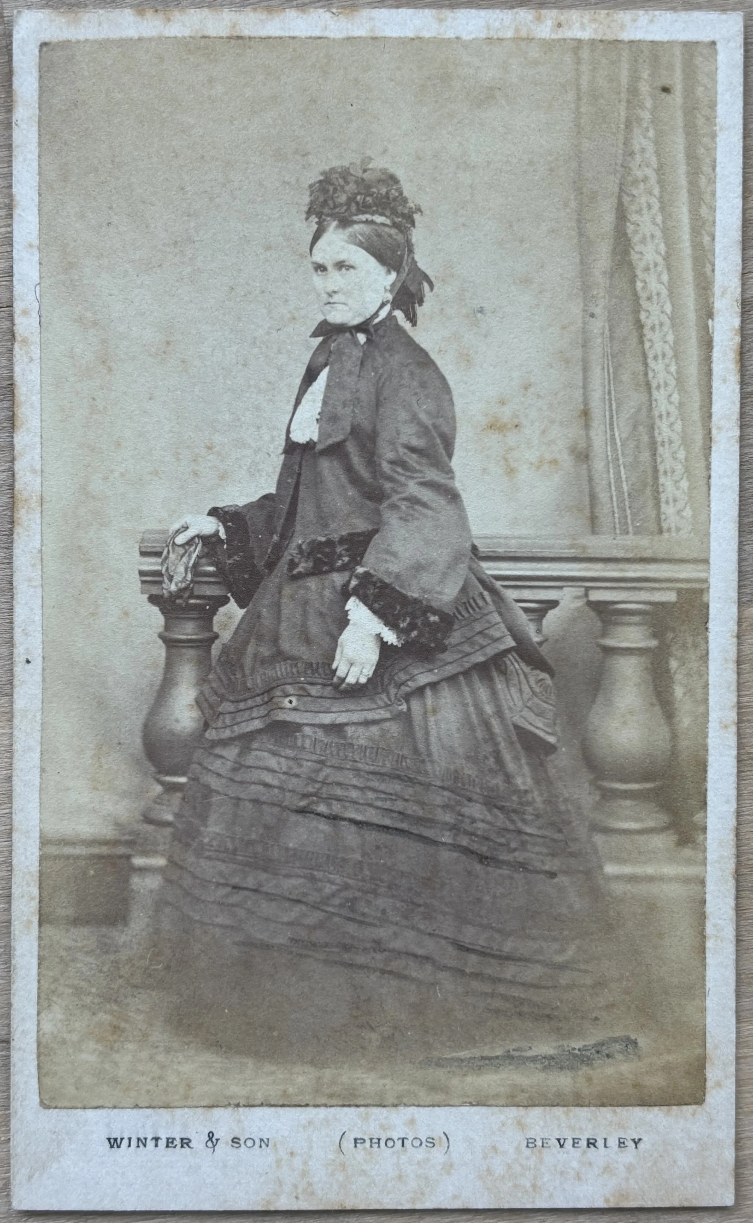Carte de Visite portrait of an unknown woman by Beverley Photographer, Joseph Smithson Winter and Son