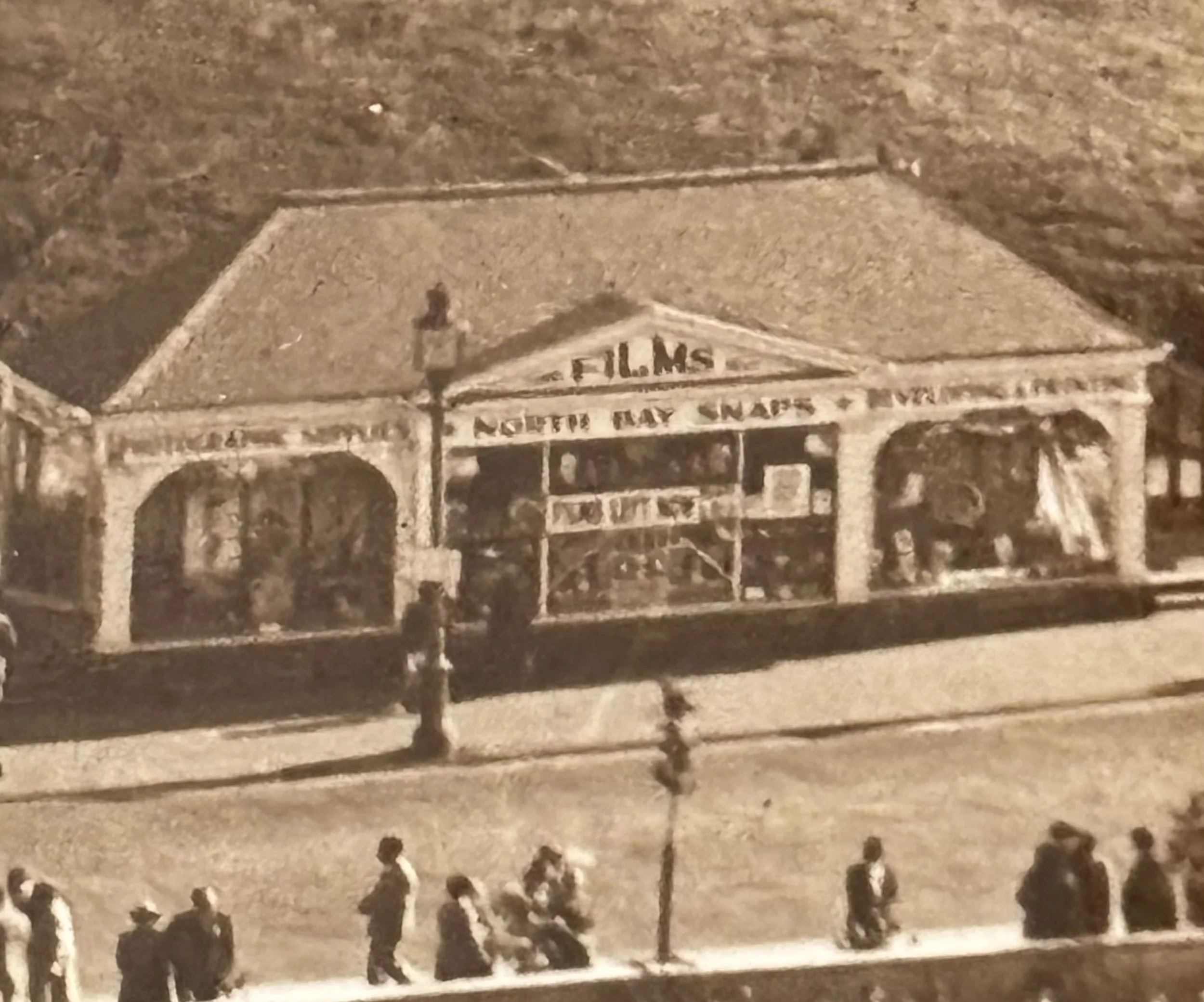 Detail of postcard image showing North Bay Snaps photographic studio, Scarborough