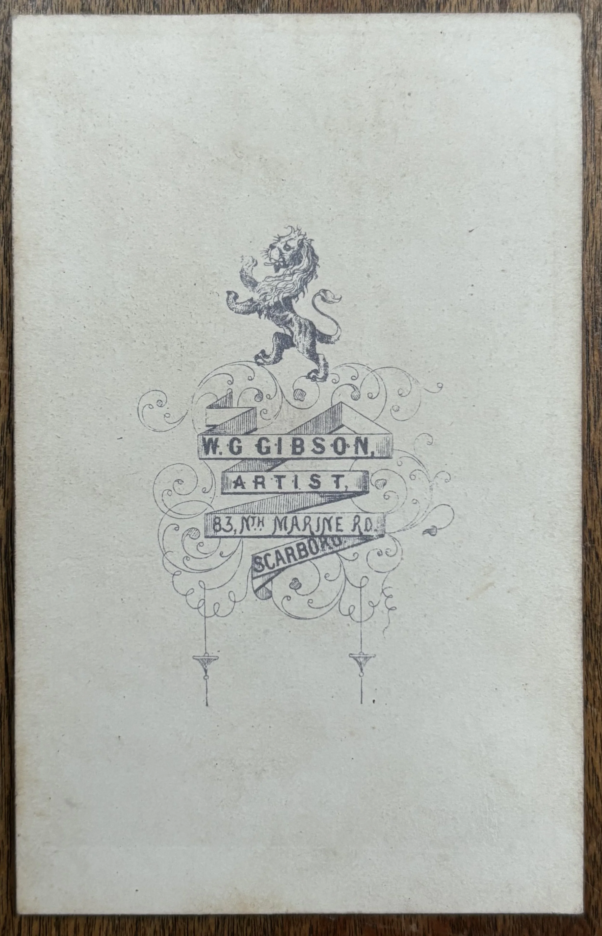 Back of Carte de Visite by William Dobson Gibson, Scarborough Photographer