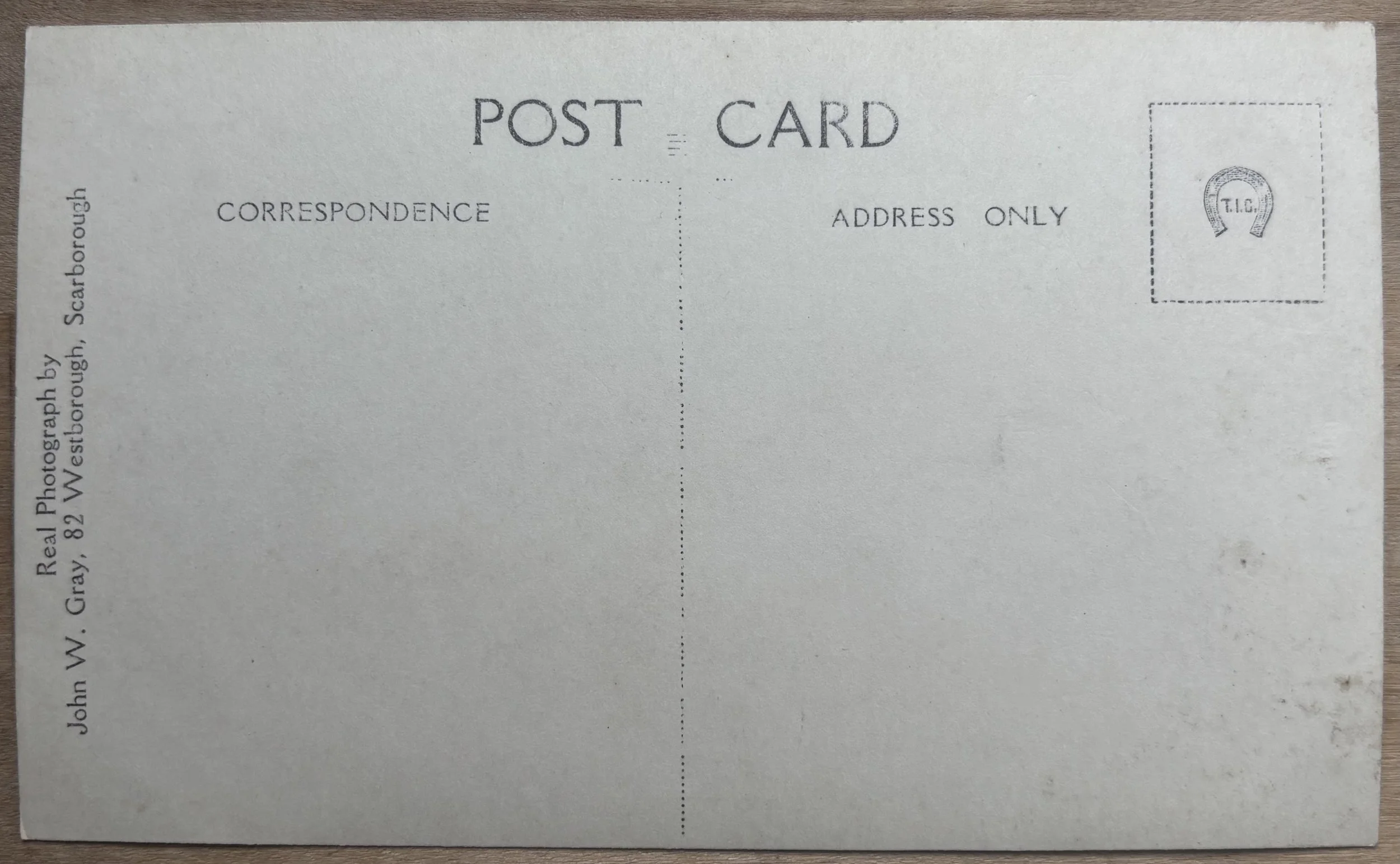 Back of photographic postcard view by John W. Gray Scarborough Photographer