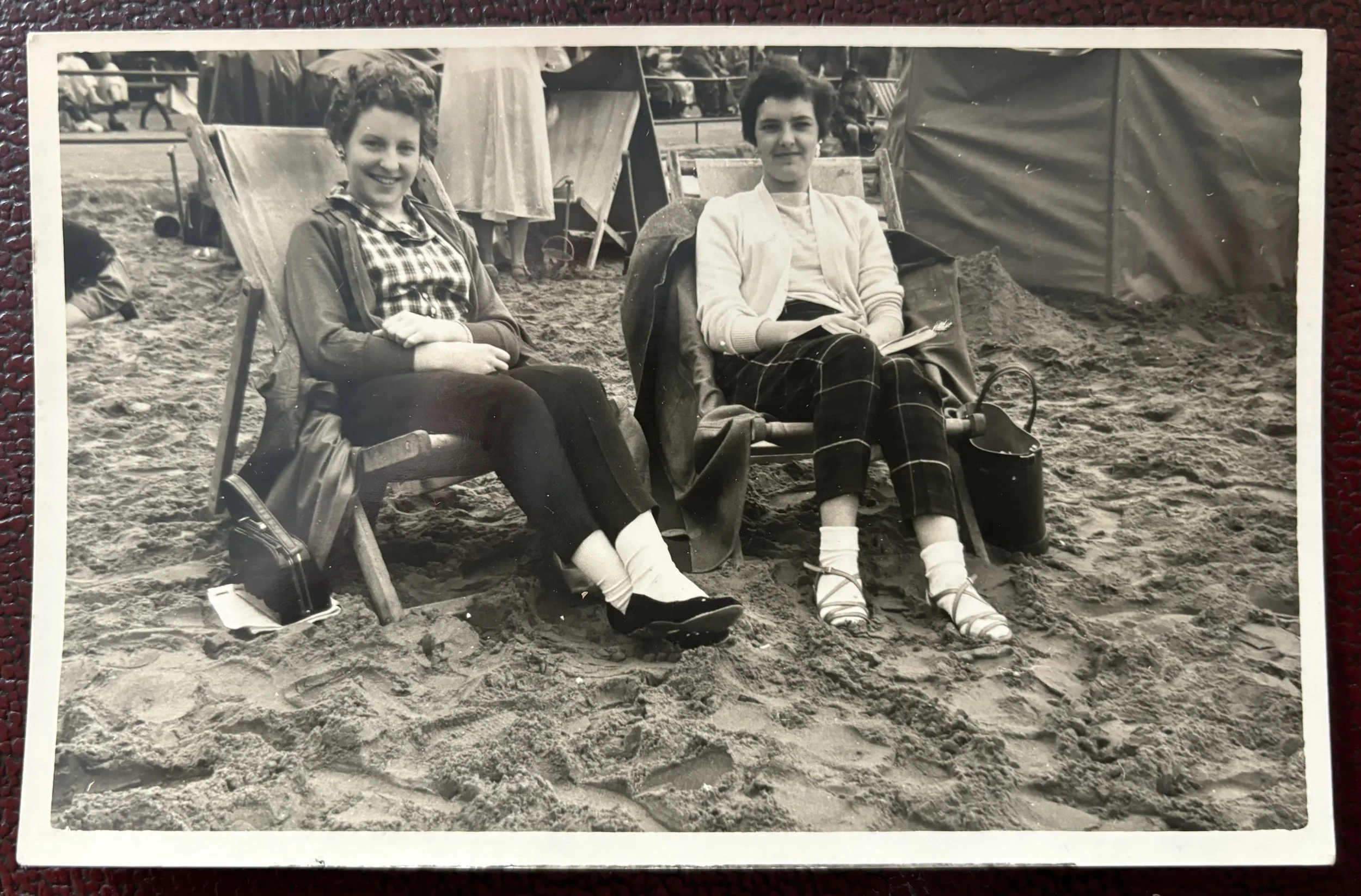 two unknown women on the beach by photographers, Photo Casino Ltd Scarborough