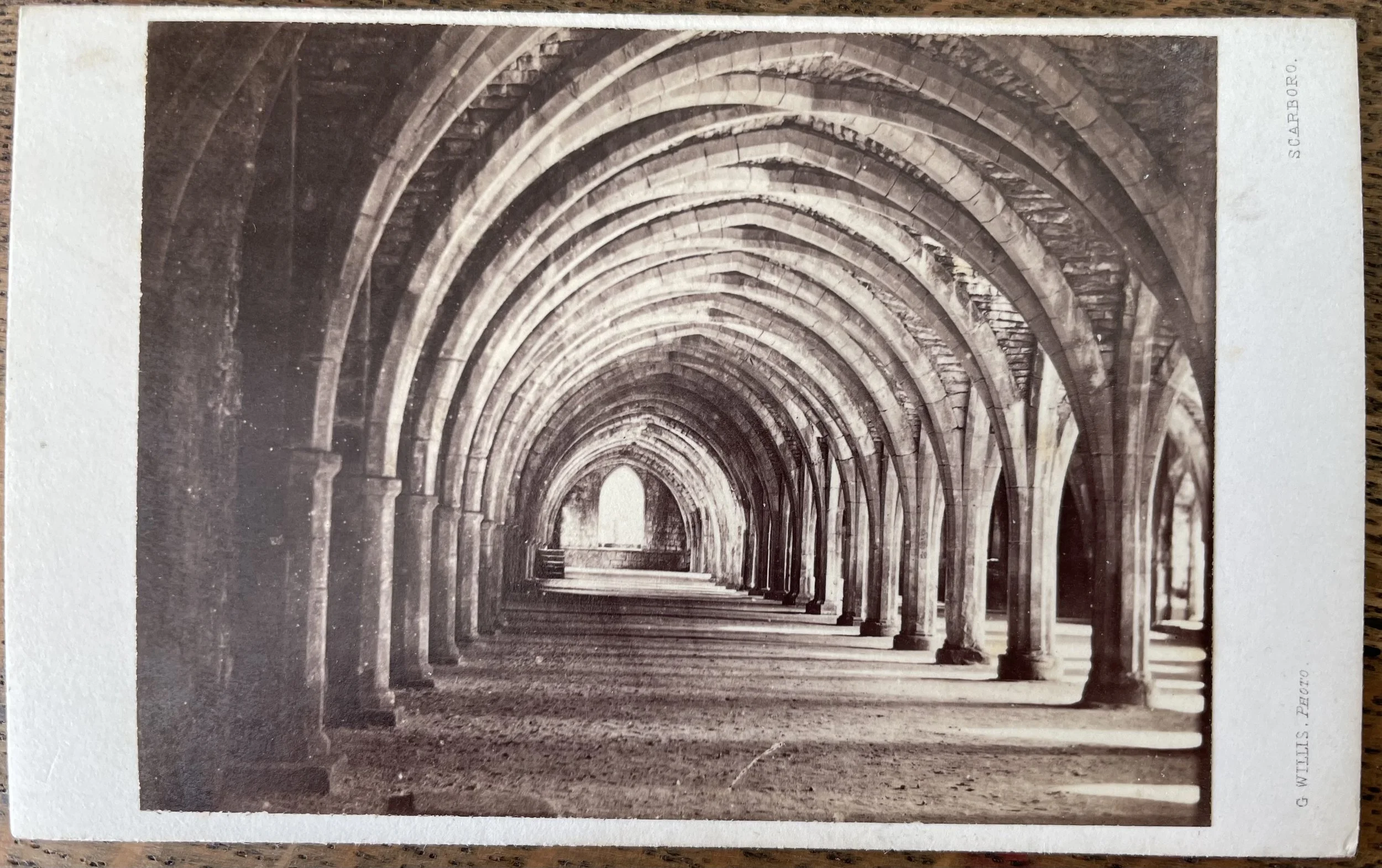 carte de visite of the cellarium at Fountains Abbey by George Willis of Scarborough