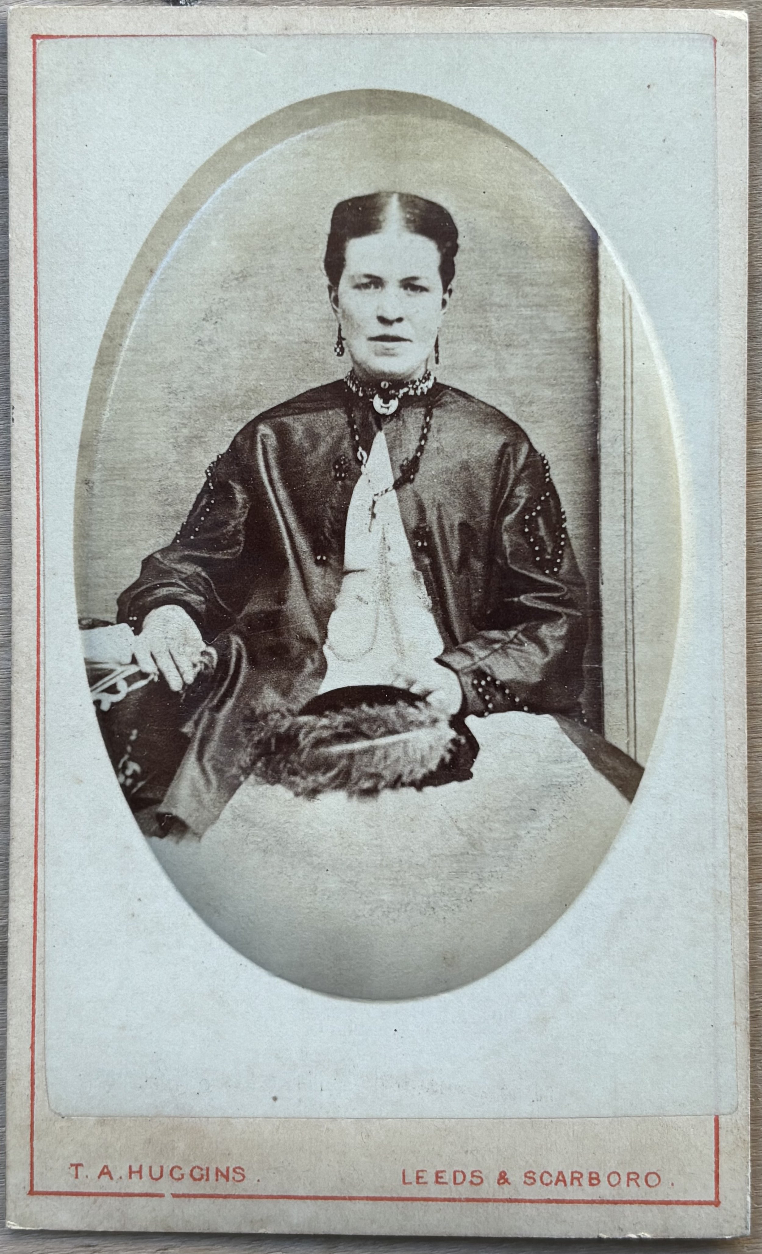 Portrait of an unknown woman by Scarborough and Leeds Photographer, Thomas A Huggins