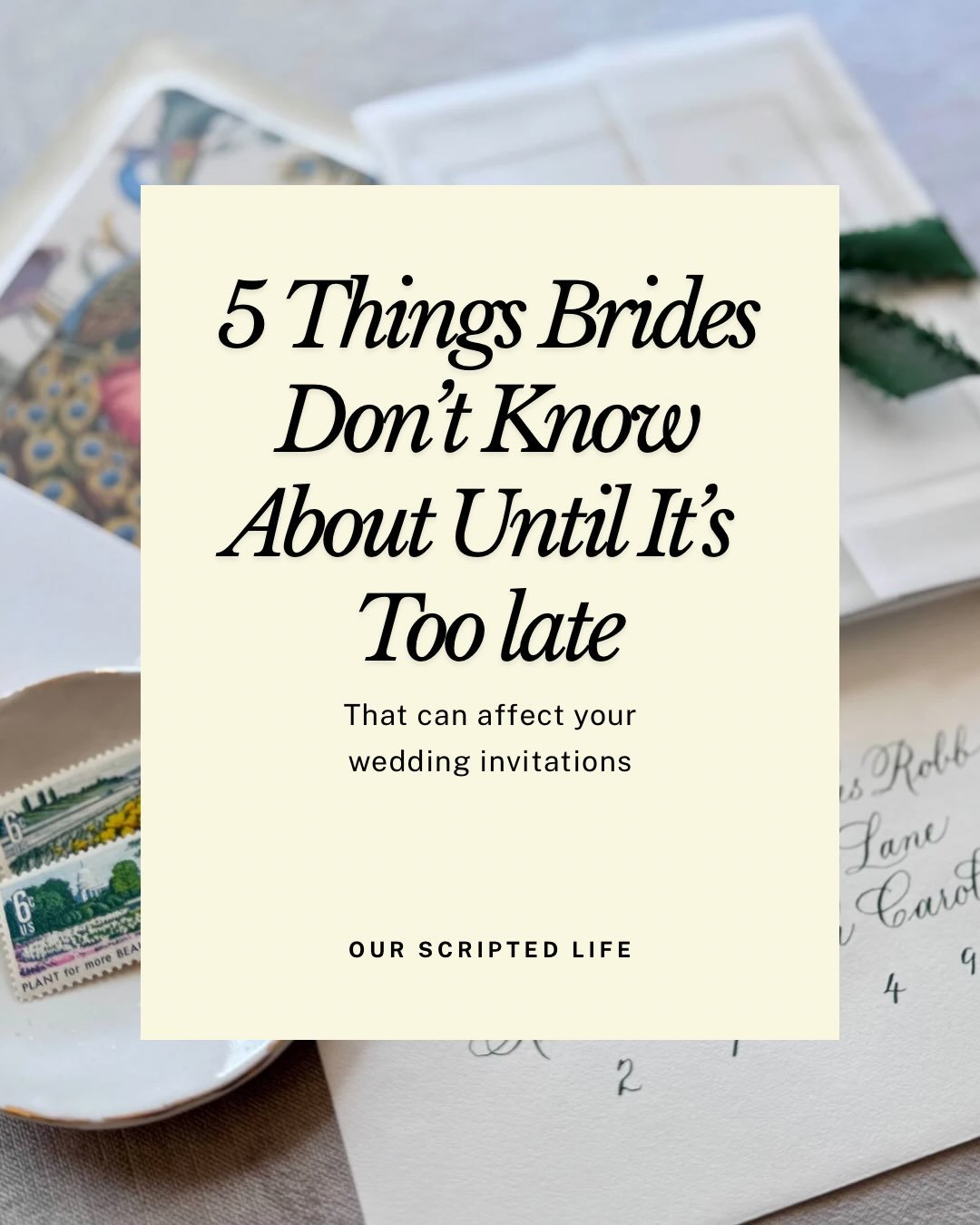 Wedding invitations are more than beautiful paper&mdash;they&rsquo;re the first glimpse your guests have of your wedding day. 

There are so many little details that couples don&rsquo;t realize until they&rsquo;re deep in the invitation process, and 