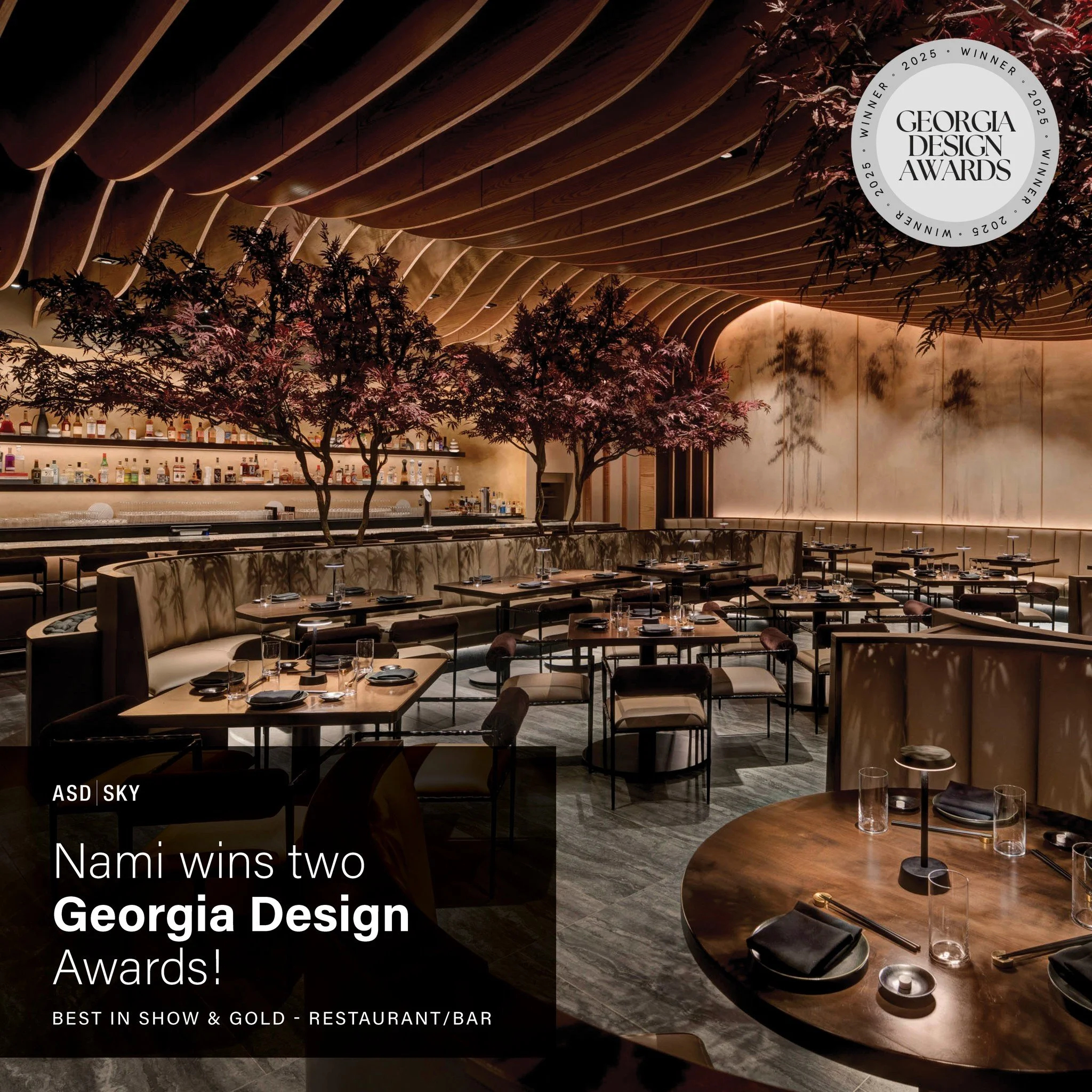 We are excited to announce that Nami has been recognized with a Gold Award and selected as Best in Show at the Georgia Design Awards - 2025 Competition.

Located within the Wave Hotel in Lake Nona, Florida this intimate dining experience was designed