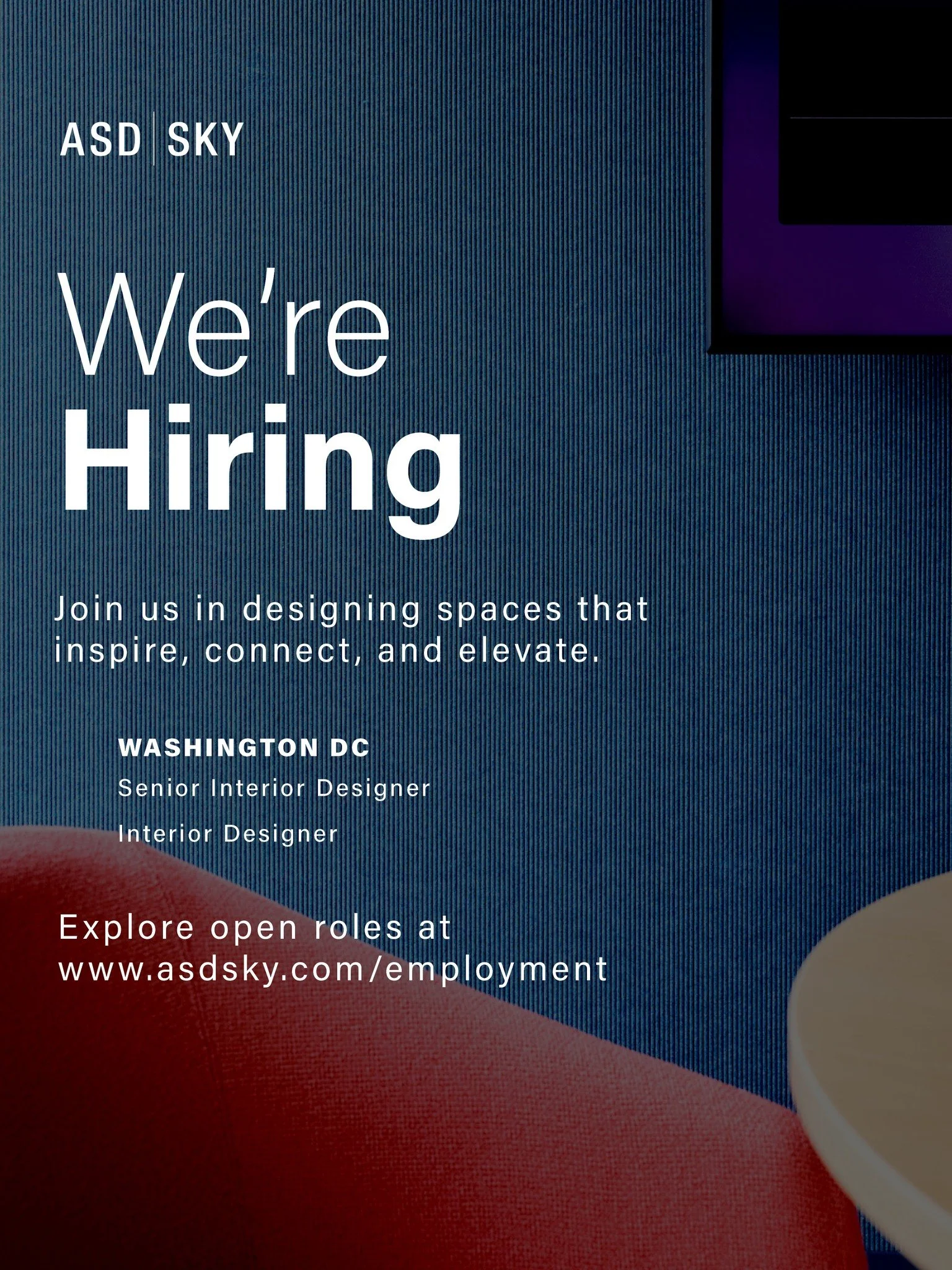 We&rsquo;re Hiring! Join our talented team of architects and designers at our Washington DC office. We're looking for creative, driven professionals ready to make an impact.

Explore open roles and apply now at www.asdsky.com/employment

Let&rsquo;s 