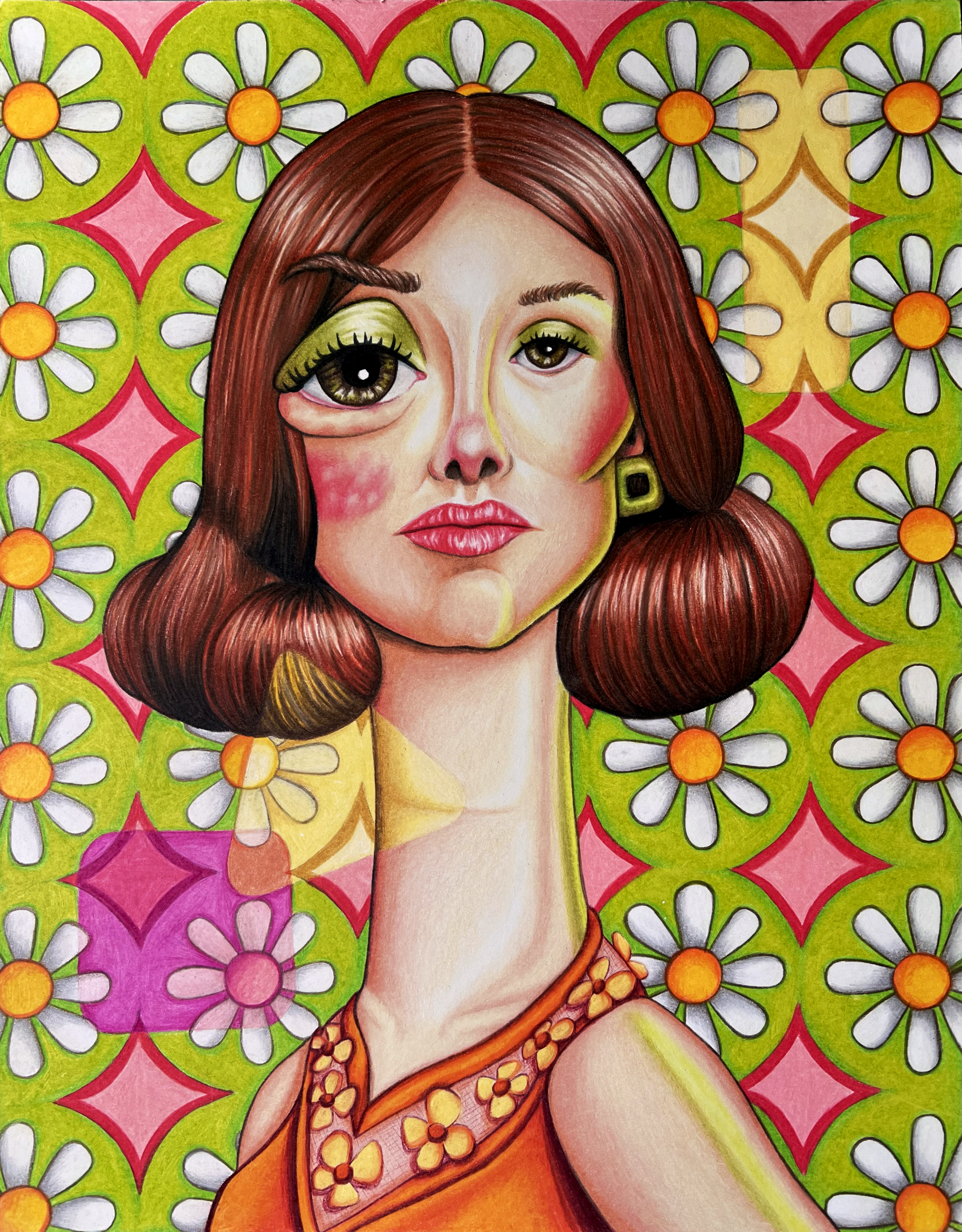Flower Power. Colored pencil on paper. 14''x11''