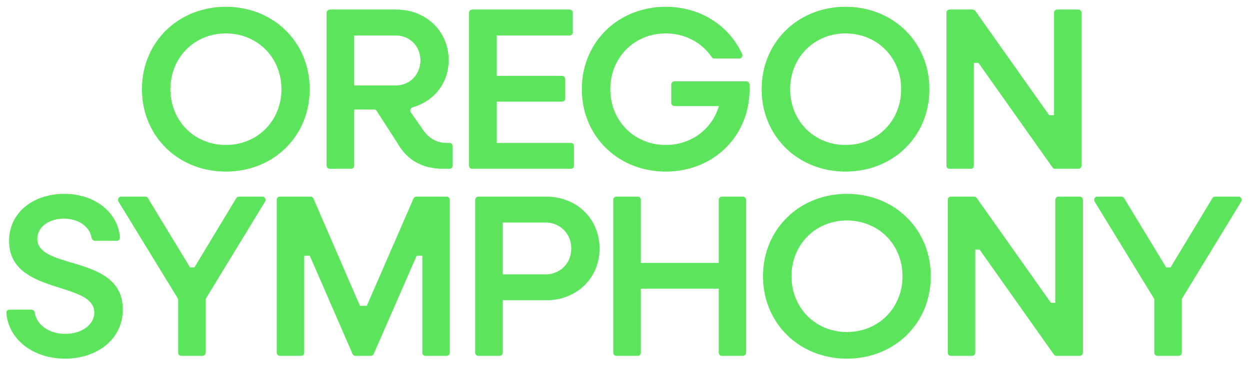 Green text reading "OREGON SYMPHONY" on a black background.