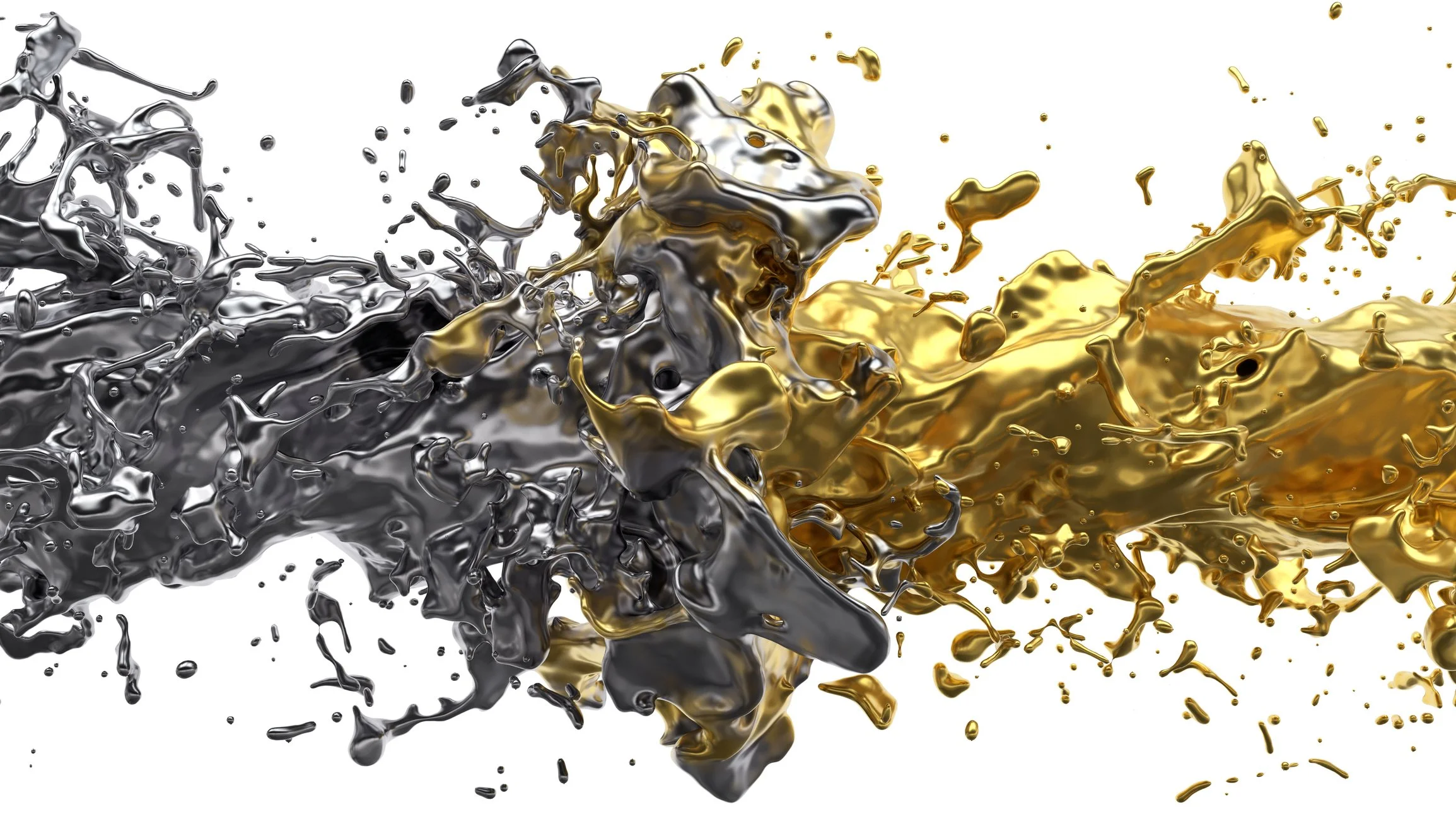 silver and gold paint splashes
