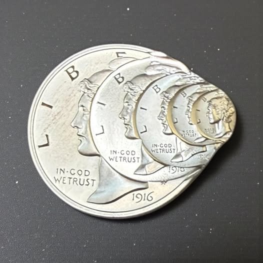 A true collector’s piece just arrived! 🔥
This 1916 Mercury Dime Fractional Multi-Strike features five total strikes from the Intaglio Mint and comes with its certificate of authenticity.
Individually numbered — this one is #306 of only 500 made. 👀