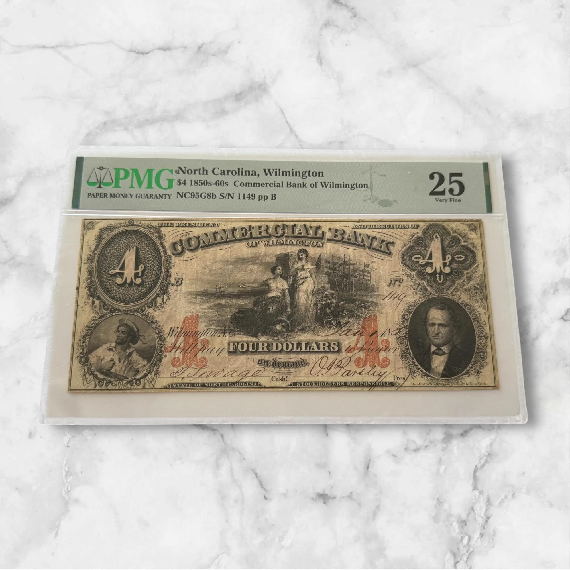 Wilmington, North Carolina $4 currency note