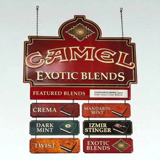Check out our Camel Exotic Blends Hanging Wall Sign.