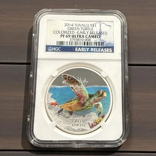 2014 Tuvalu $1 Green Turtle Early Release