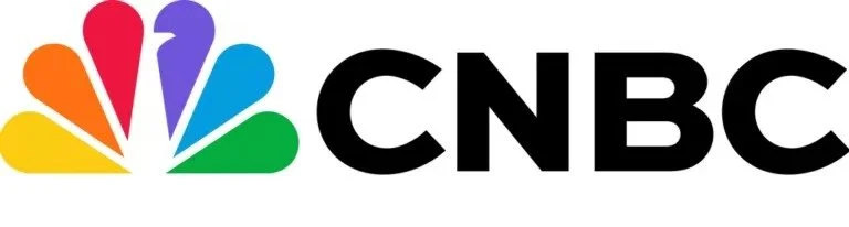 The CNBC logo, featuring a stylized peacock with multicolored feathers followed by the black text 'CNBC'.
