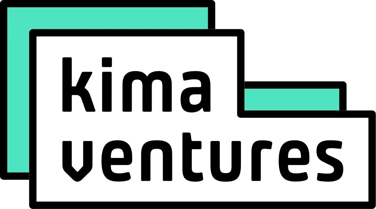 Logo for Kima Ventures with two overlapping rectangles and the company name in bold black letters.