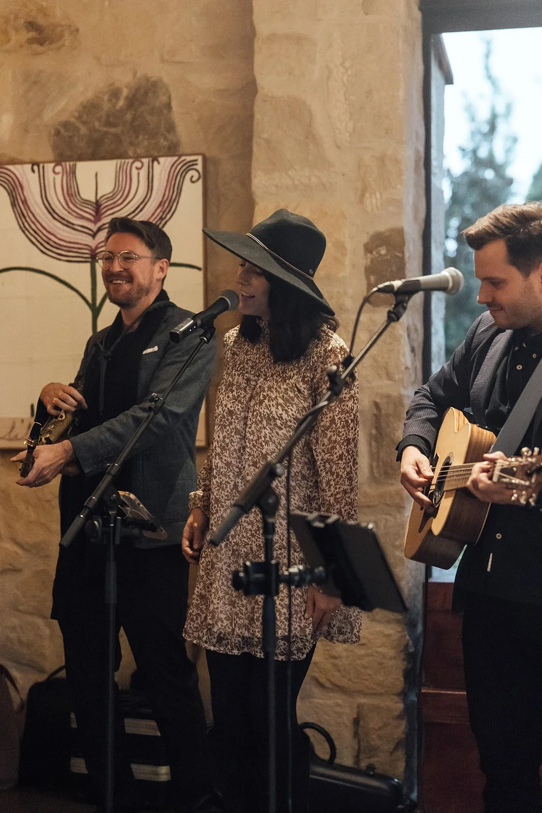 Oberon Lane Band playing at wedding reception at Bendooley Estate