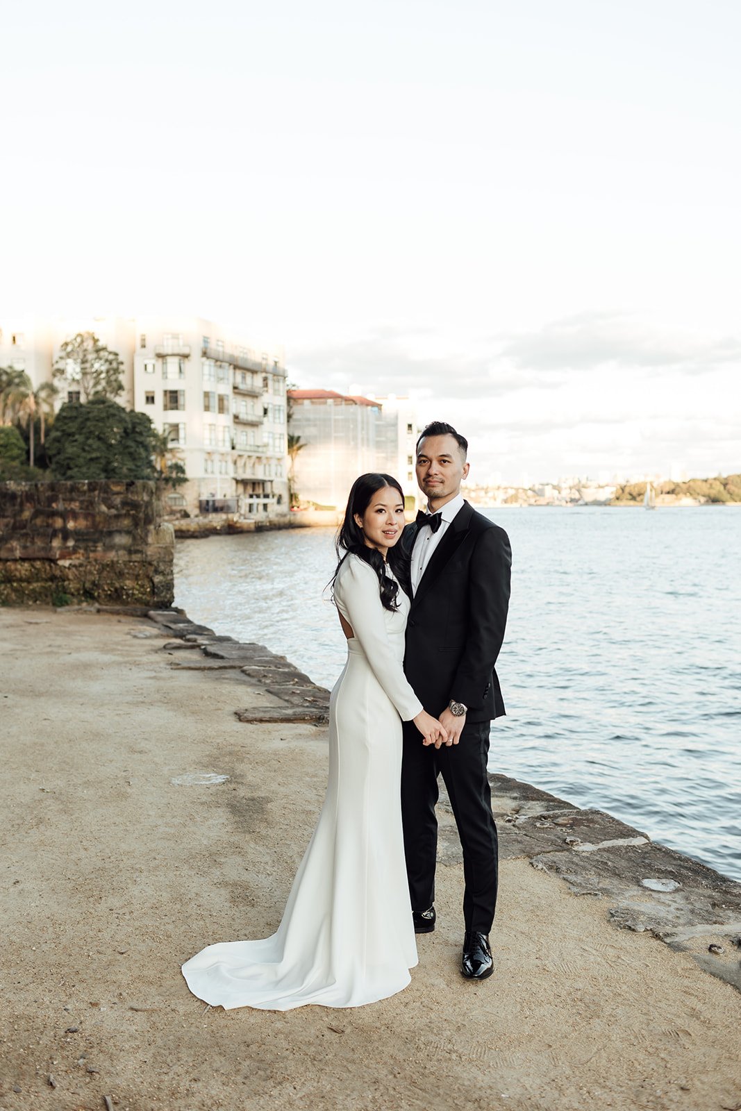 Bride and groom at Lachlan Wilson’s Lookout at sunset