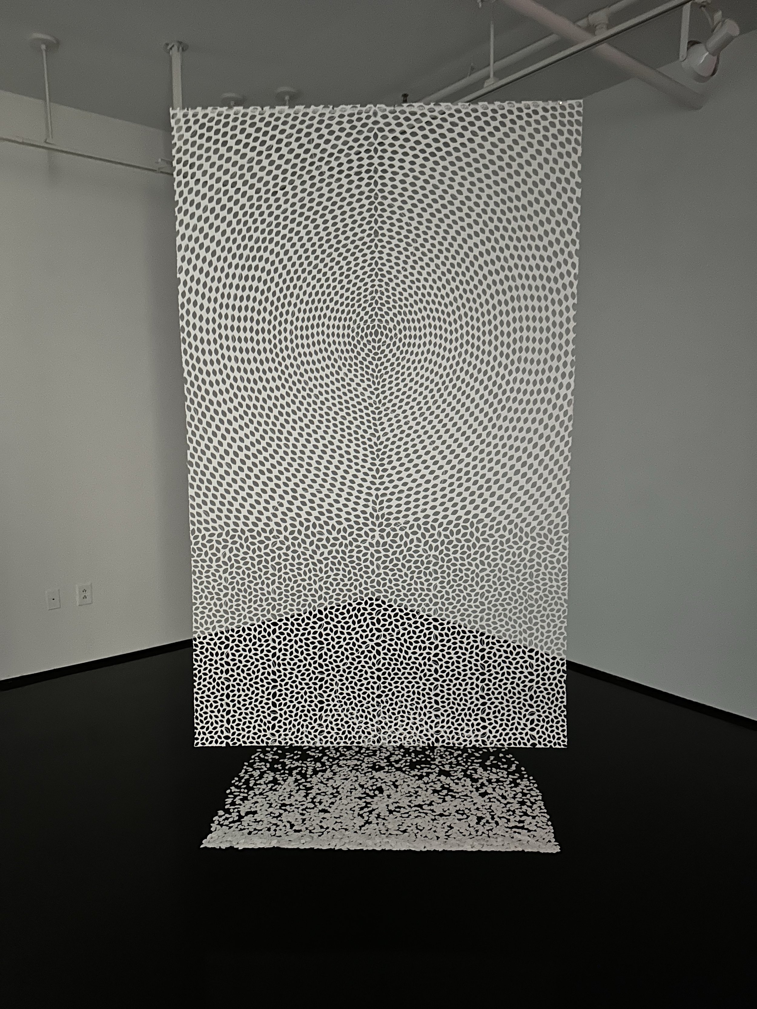 Light We Cannot See is an oversized Panel by Jaq Belcher, it is created to remain open, unframed.  This piece has thousands of vesica piscis created and mapped to appear along with delicate line.