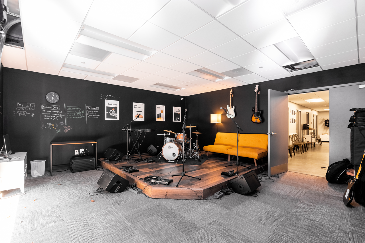 Legends rock band rehearsal room at the Learn Music Townie Campus in Cornelius, NC