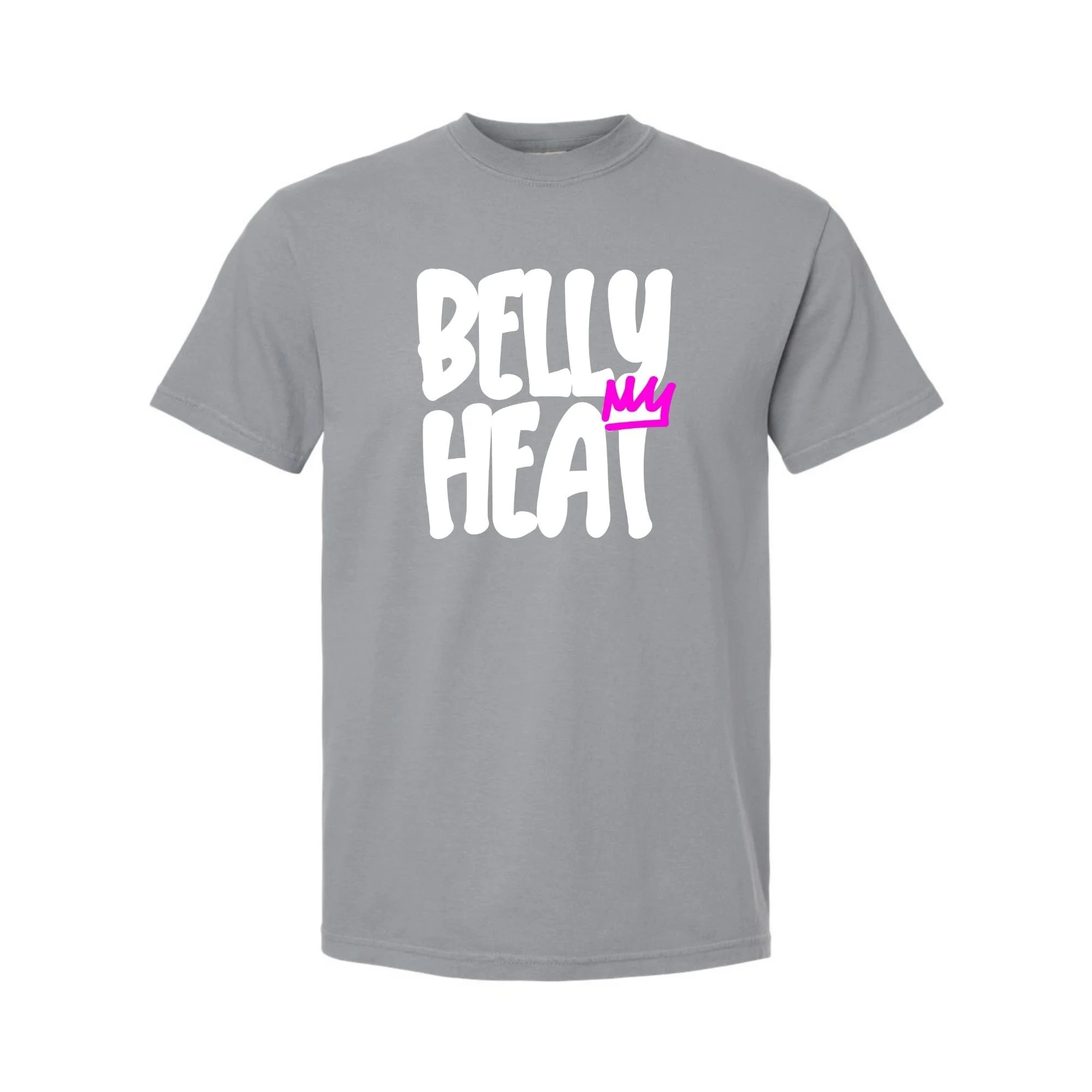 Belly Heat tee in Granite with white print
