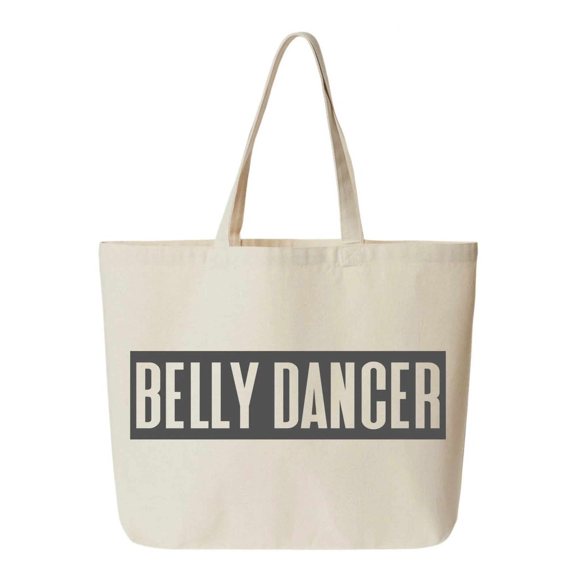Belly Dancer tote bag in natural with black design