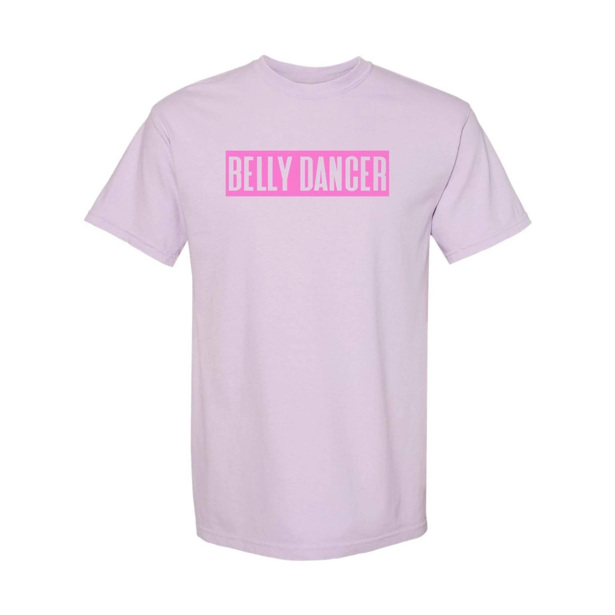 Belly Dancer tee in Orchid with pink print