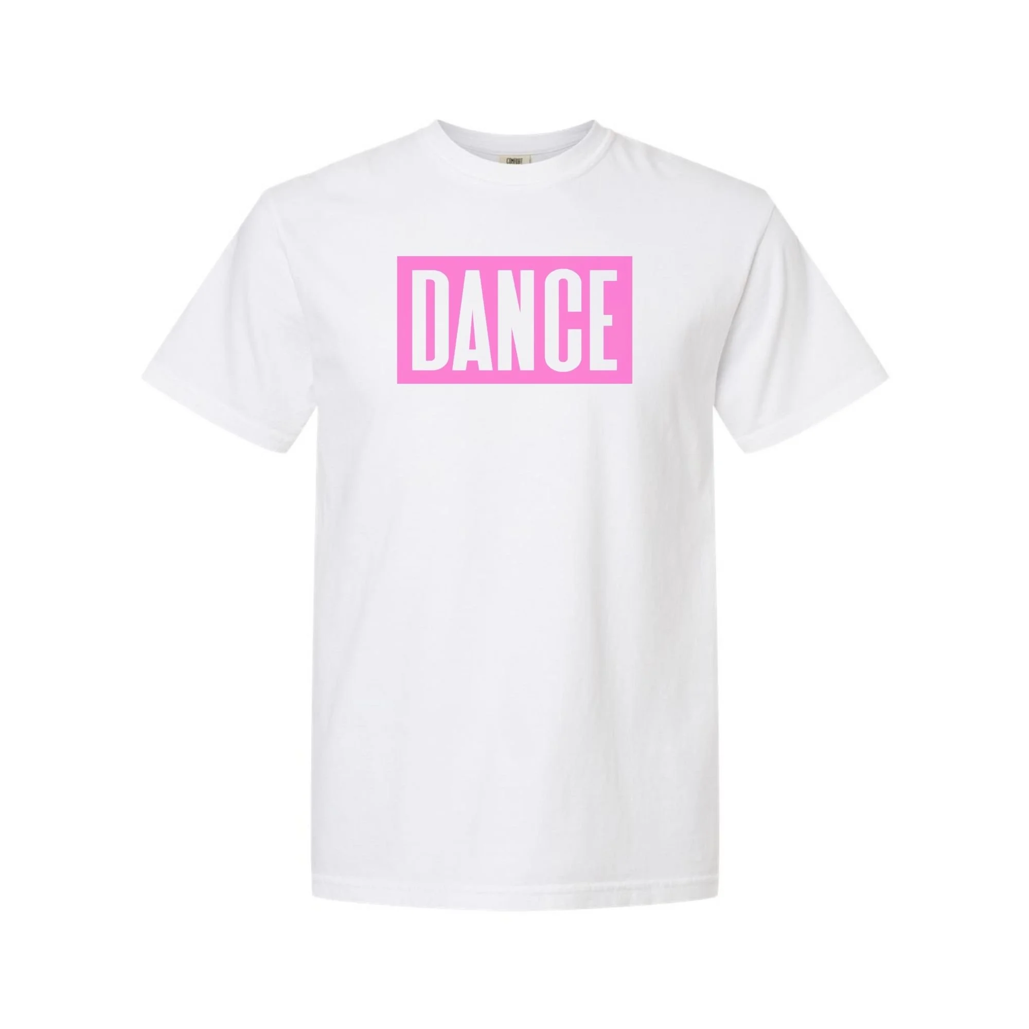 DANCE tee in White with pink print