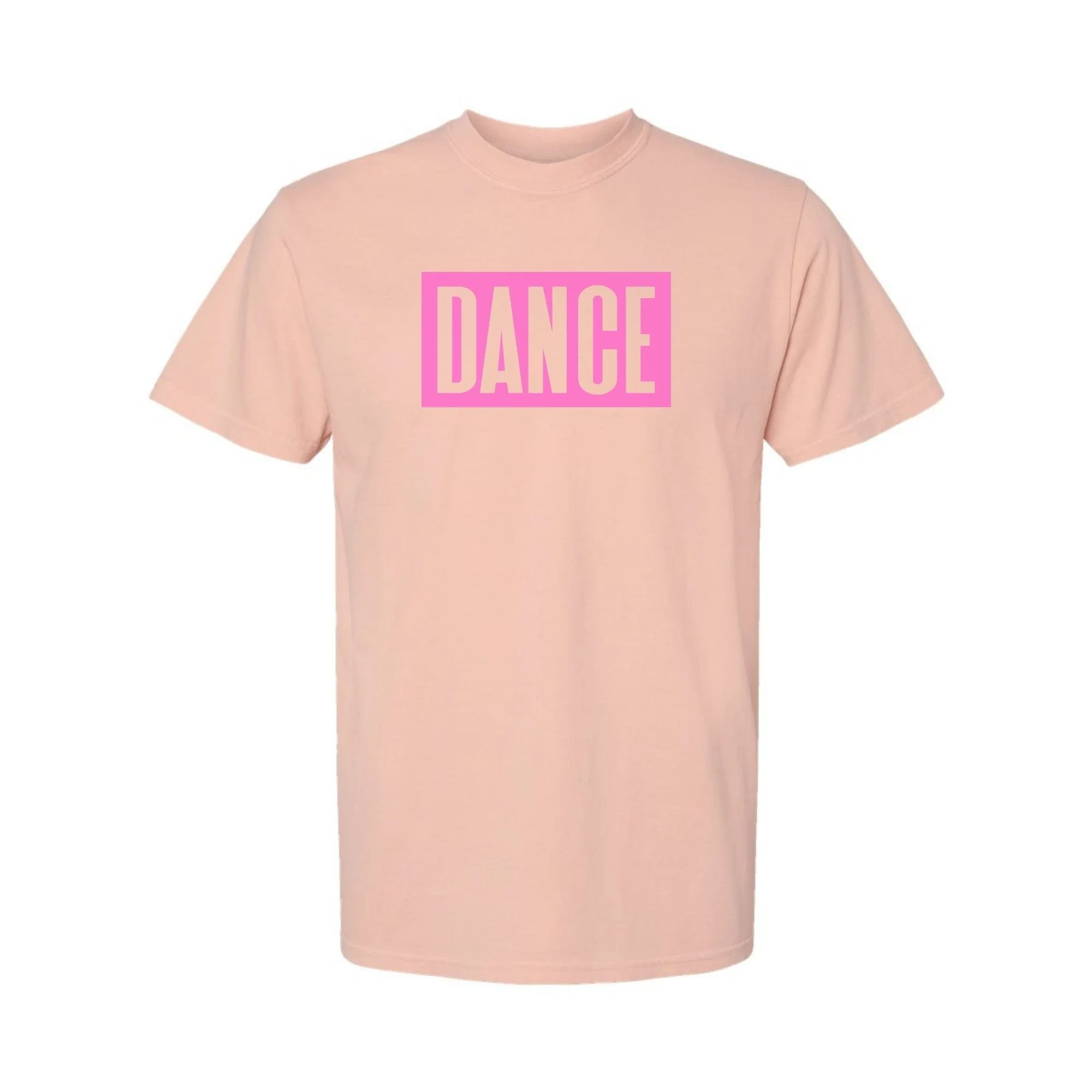 DANCE tee in Peachy with pink print