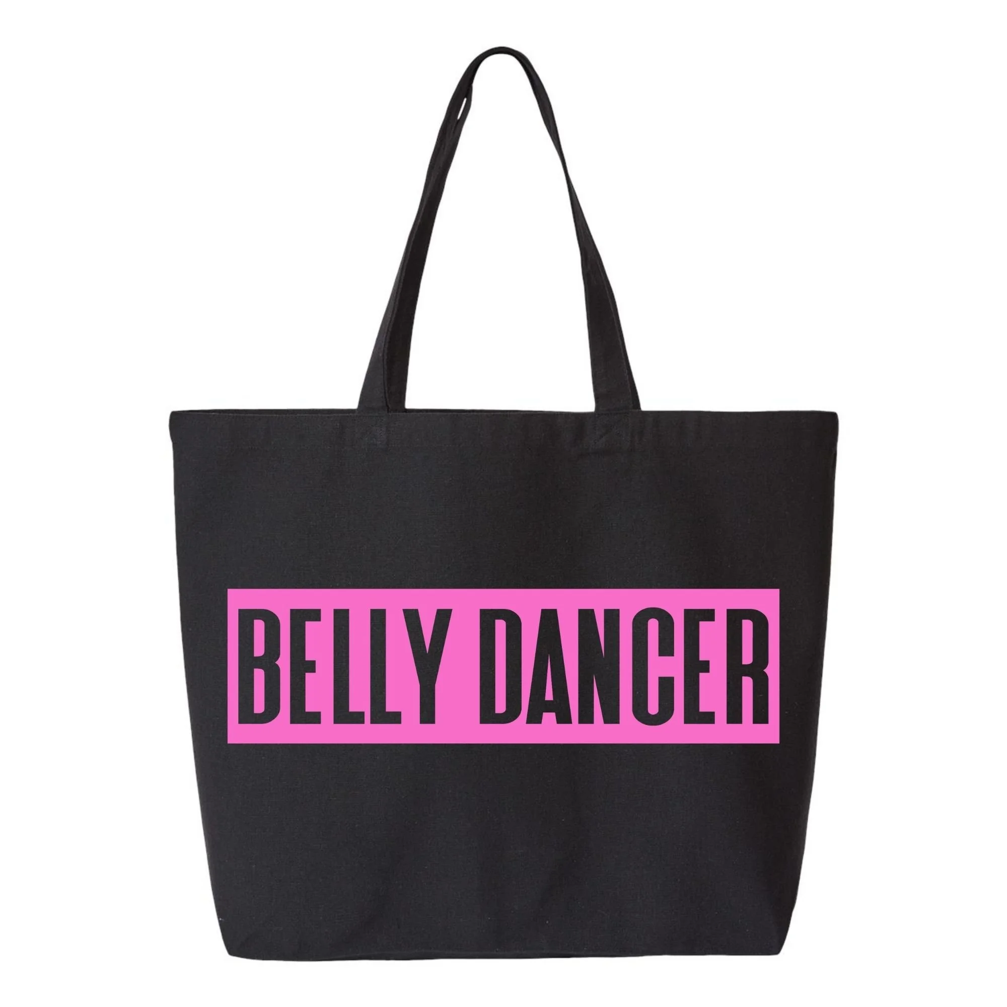 Belly Dancer tote bag in black with pink design