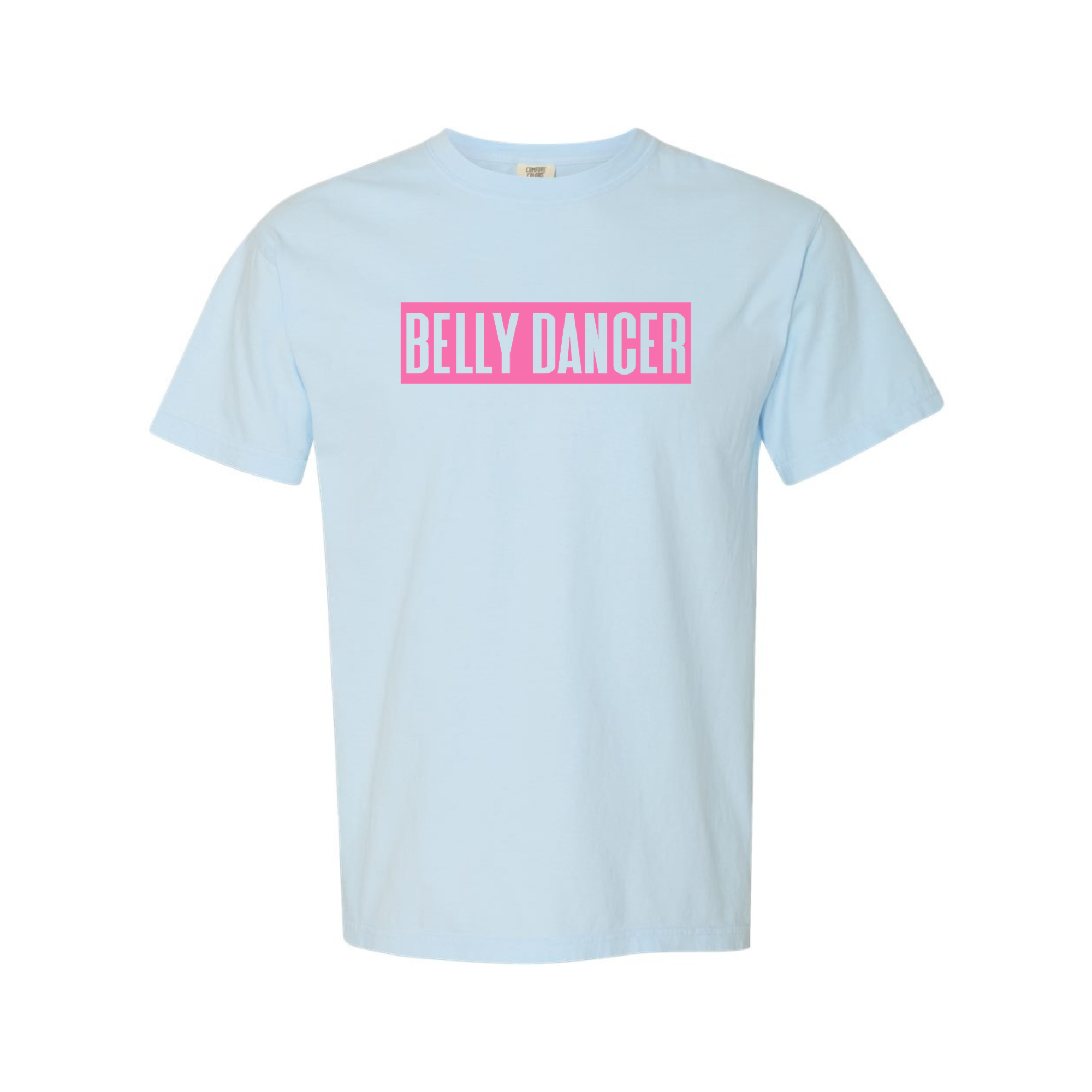 Belly Dancer tee in Chambray with pink print