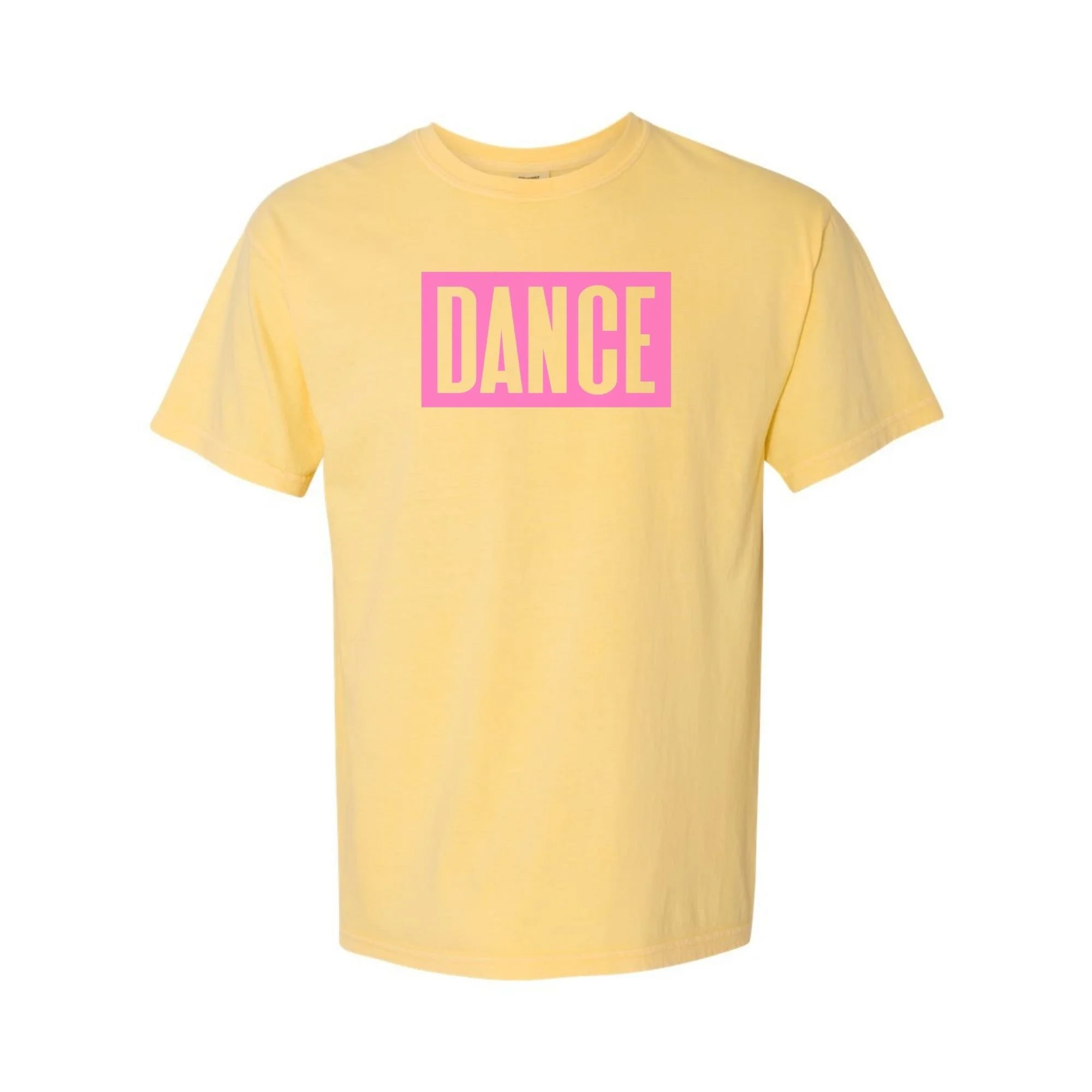 DANCE tee in Butter with pink print