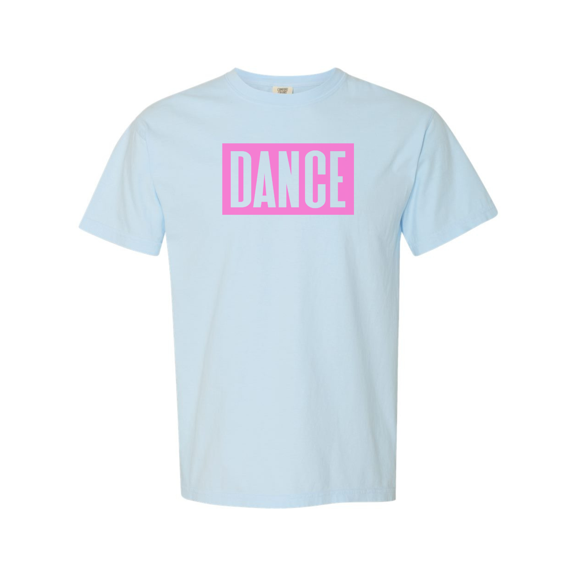 DANCE tee in Chambray with pink print