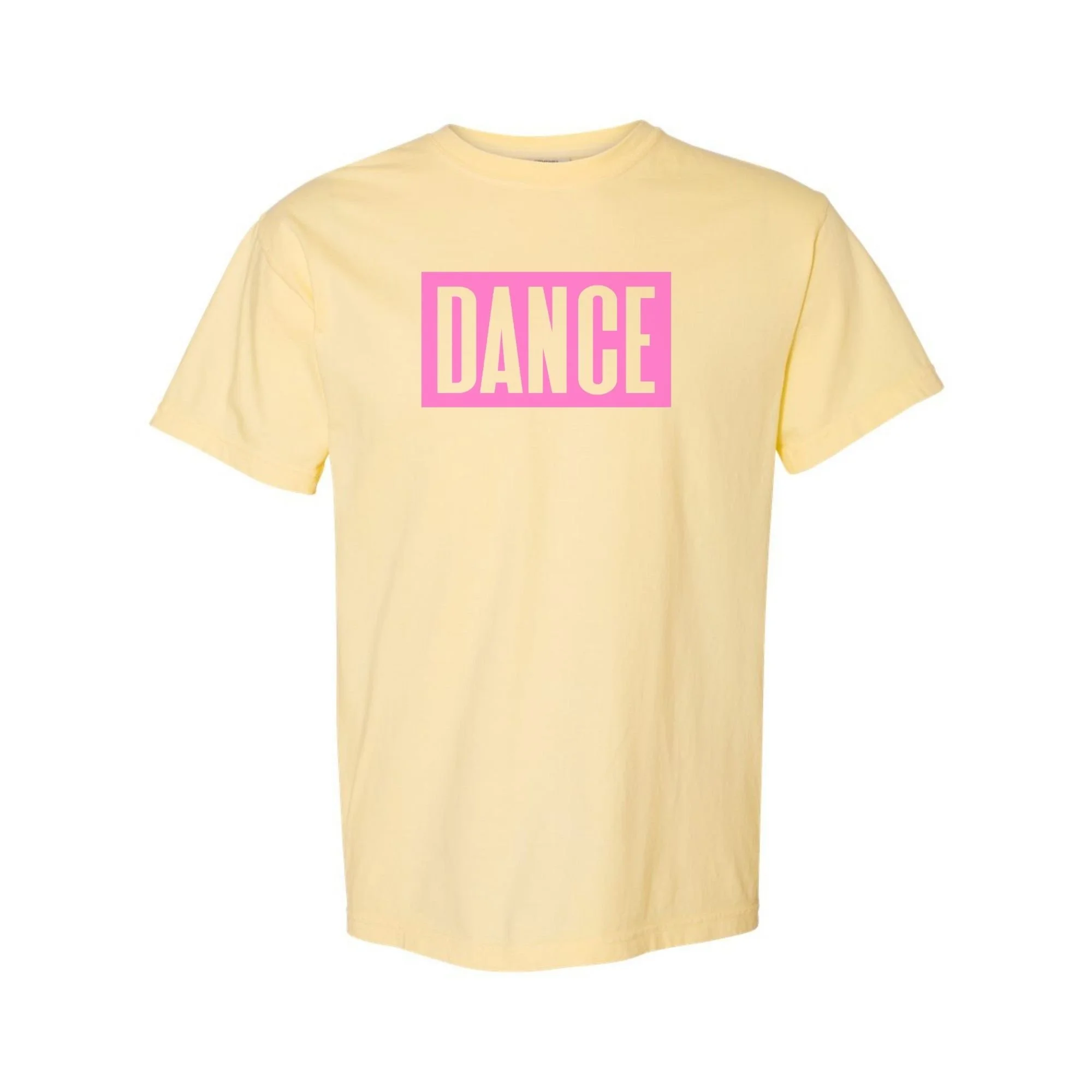 DANCE tee in Banana with pink print
