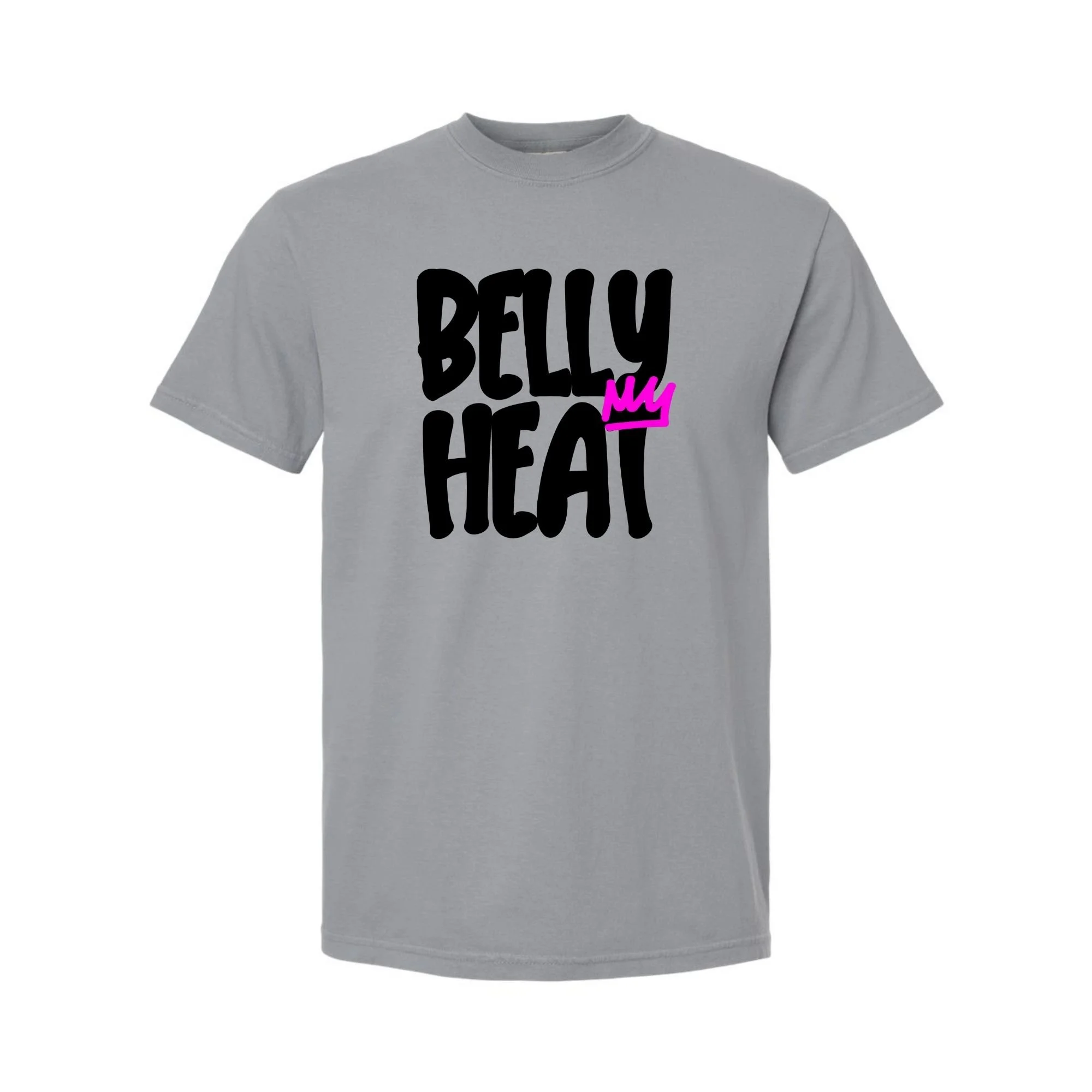 Belly Heat tee in Granite with black print