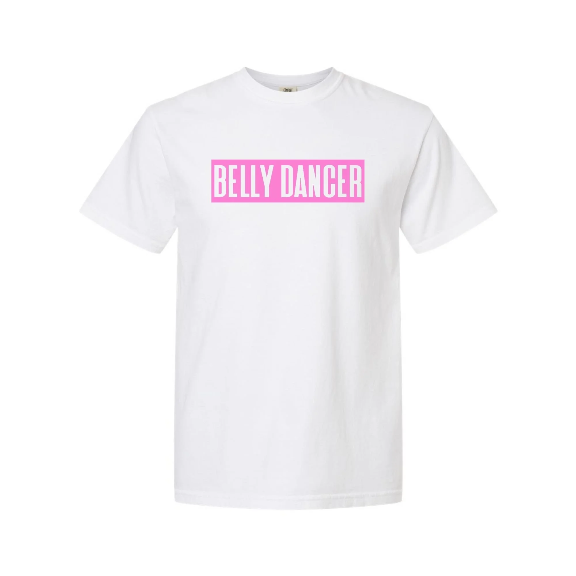 Belly Dancer tee in White with pink print