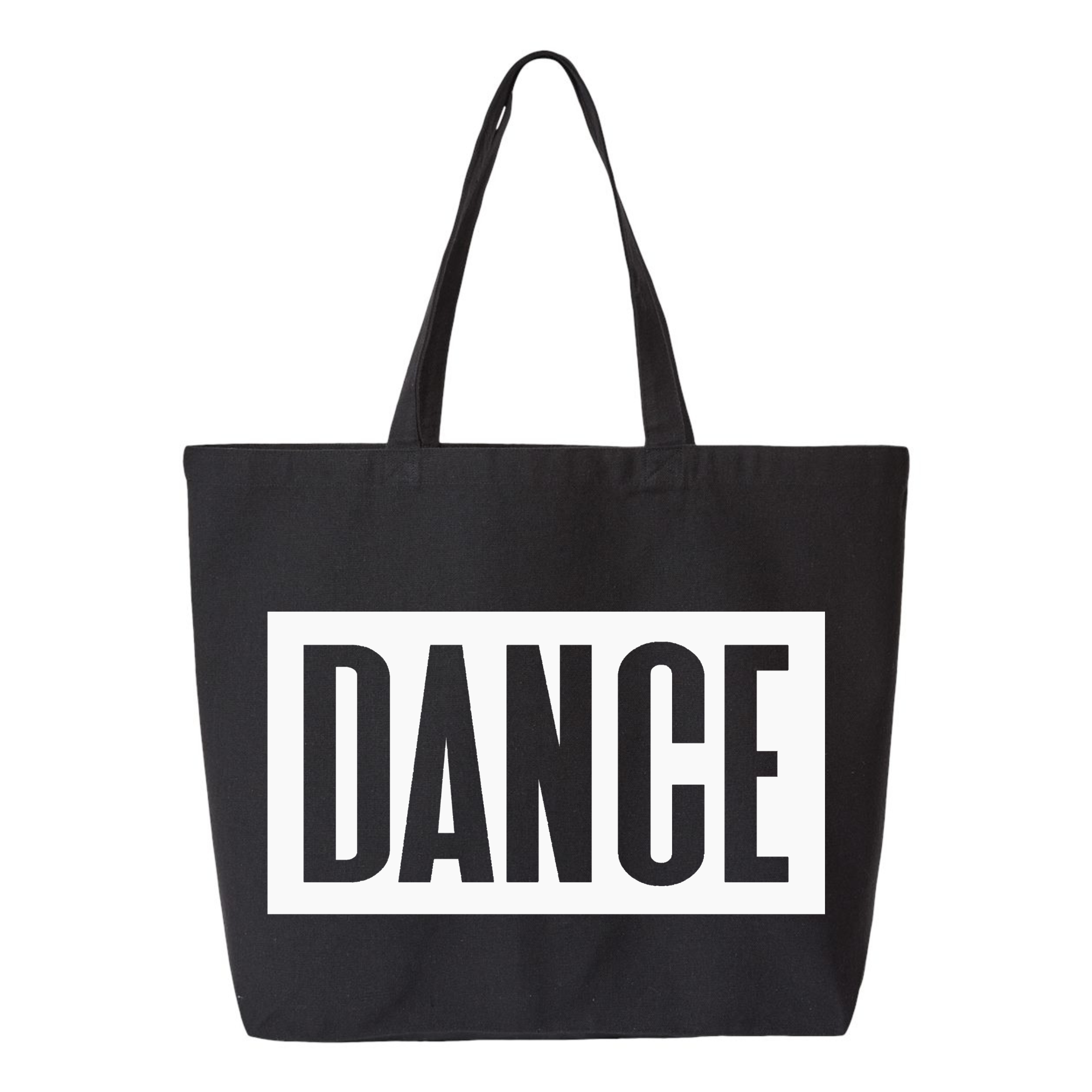 DANCE tote bag in black with white design