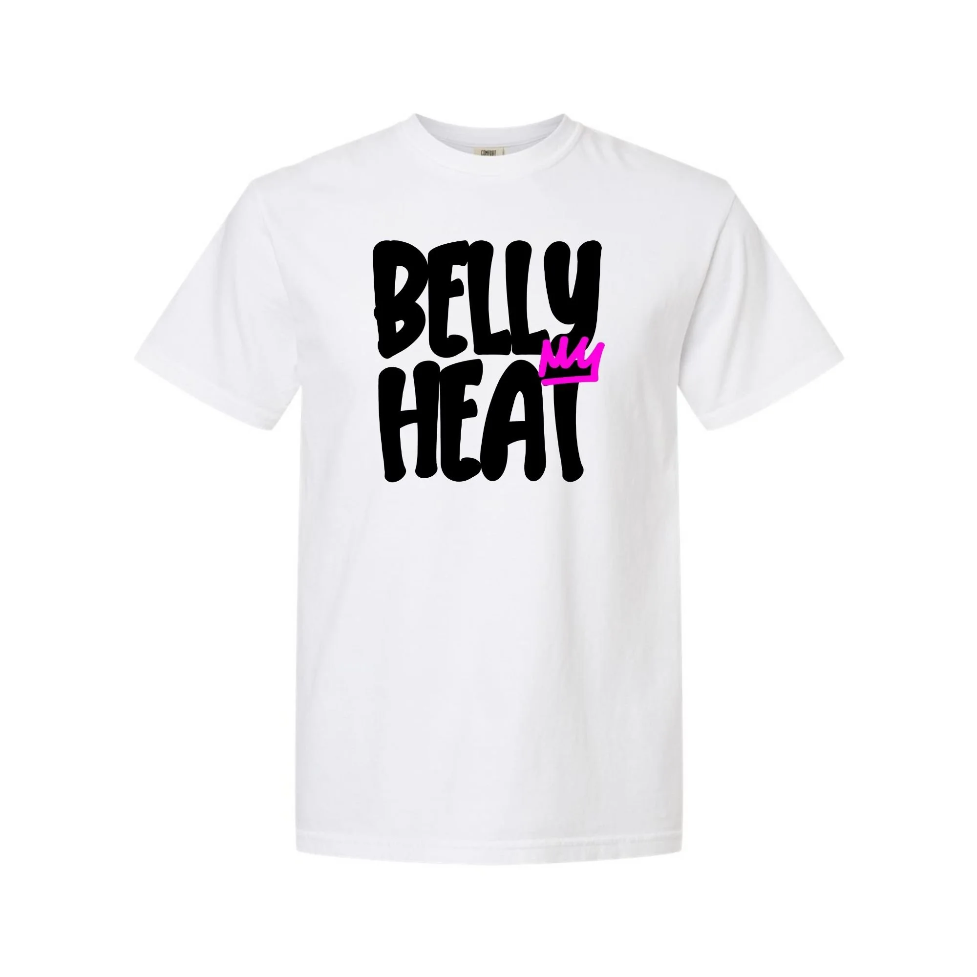 Belly Heat tee in White with black print