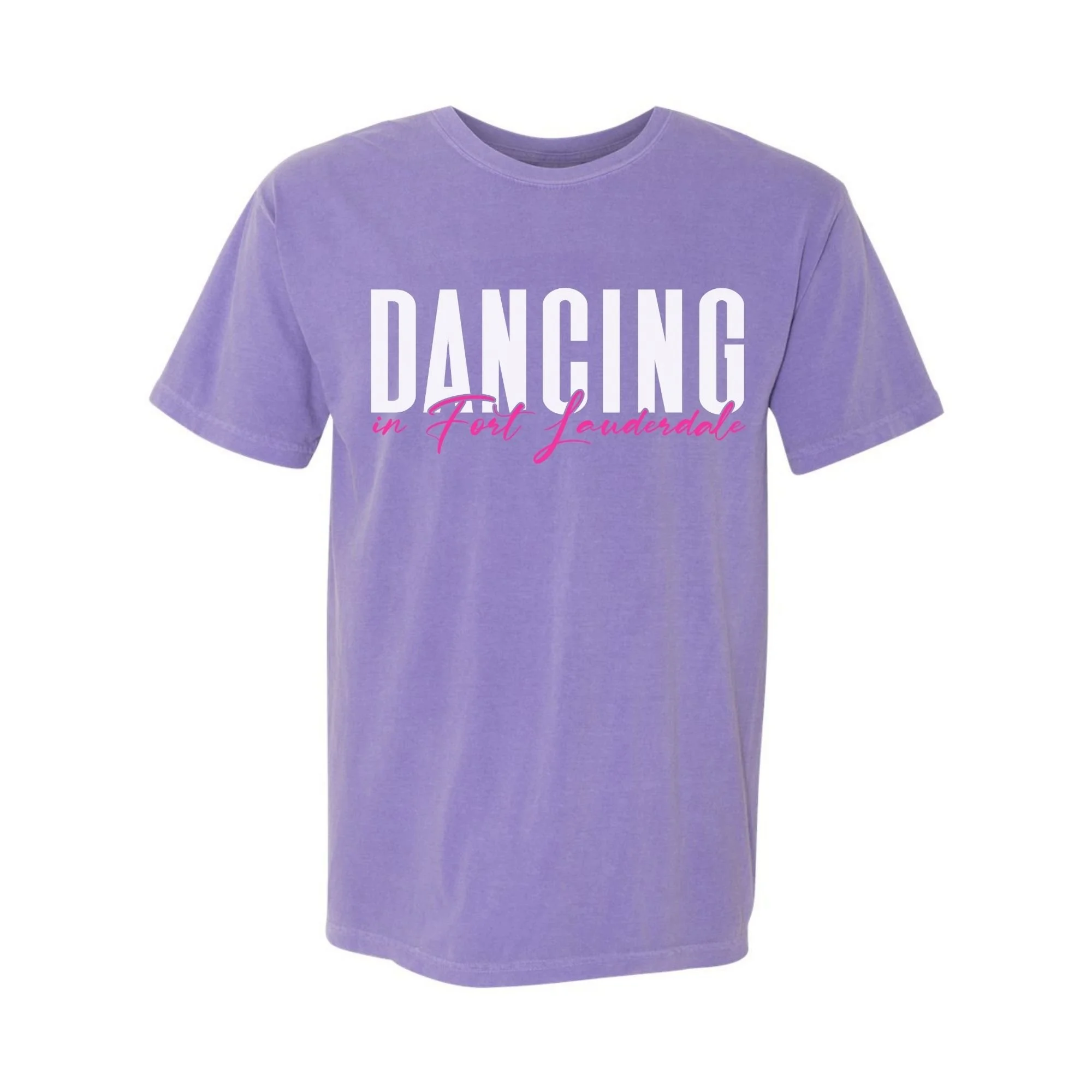 Dancing in Fort Lauderdale T-Shirt in Violet with white and pink print
