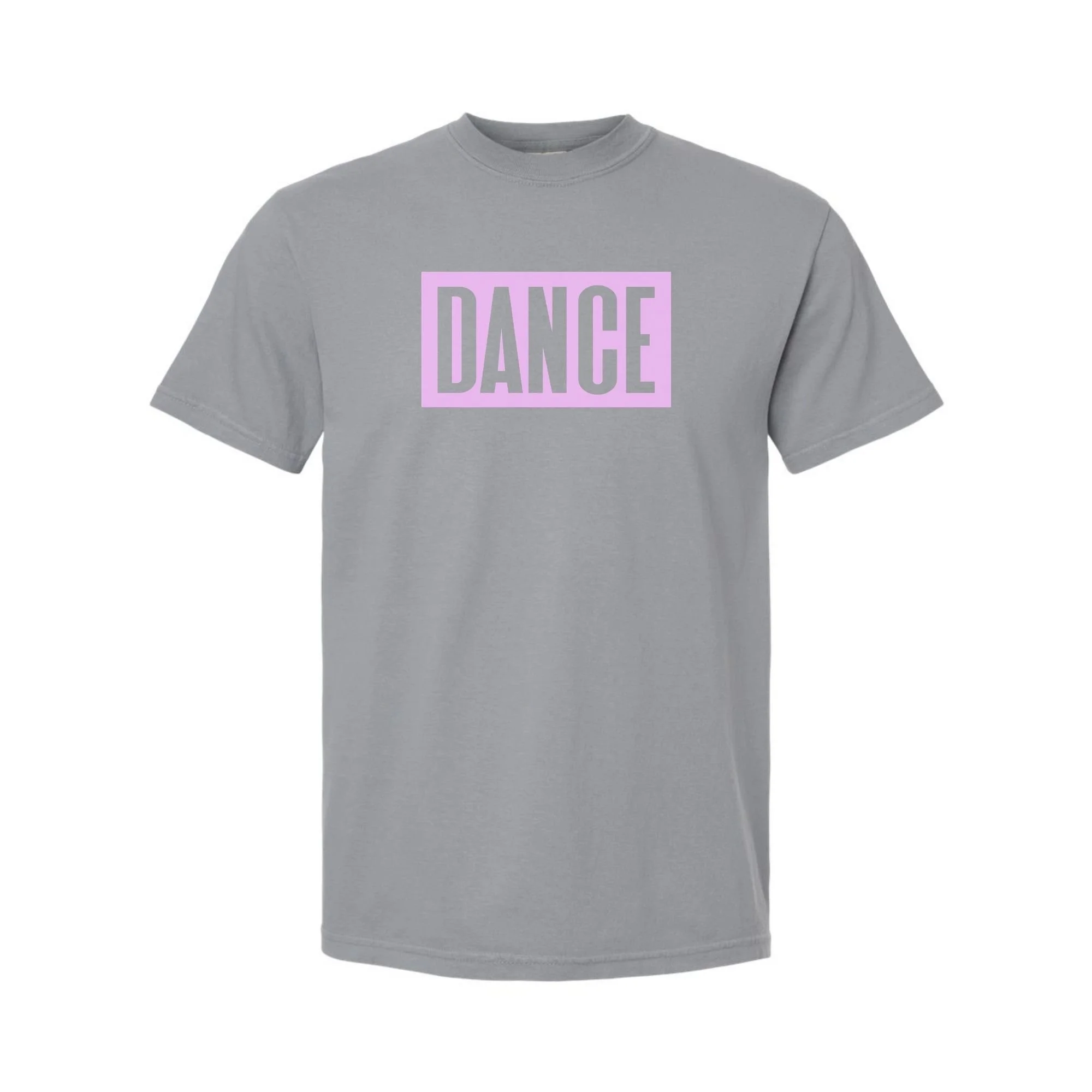 DANCE tee in Granite with pink print