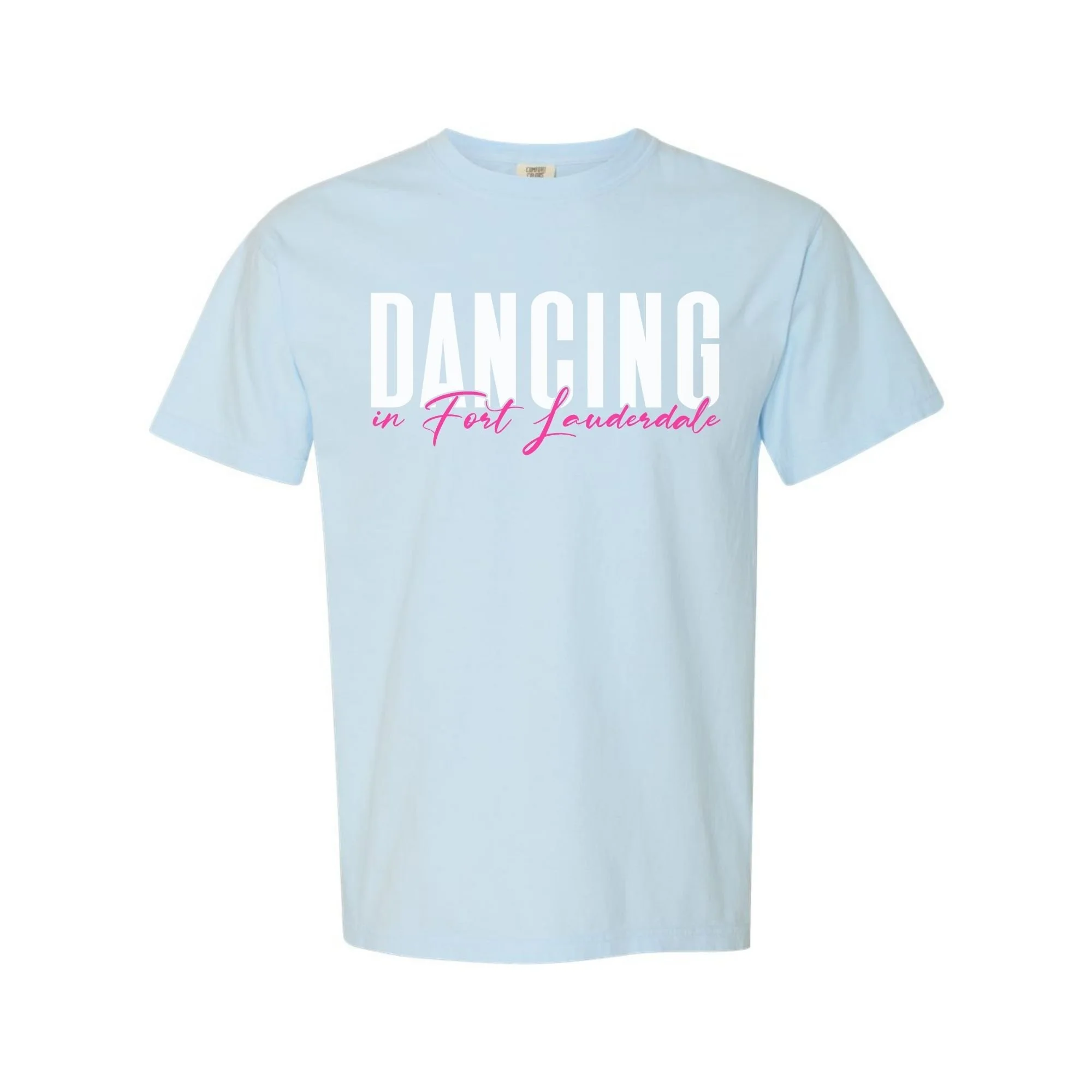 Dancing in Fort Lauderdale T-Shirt in Chambray with white and pink print