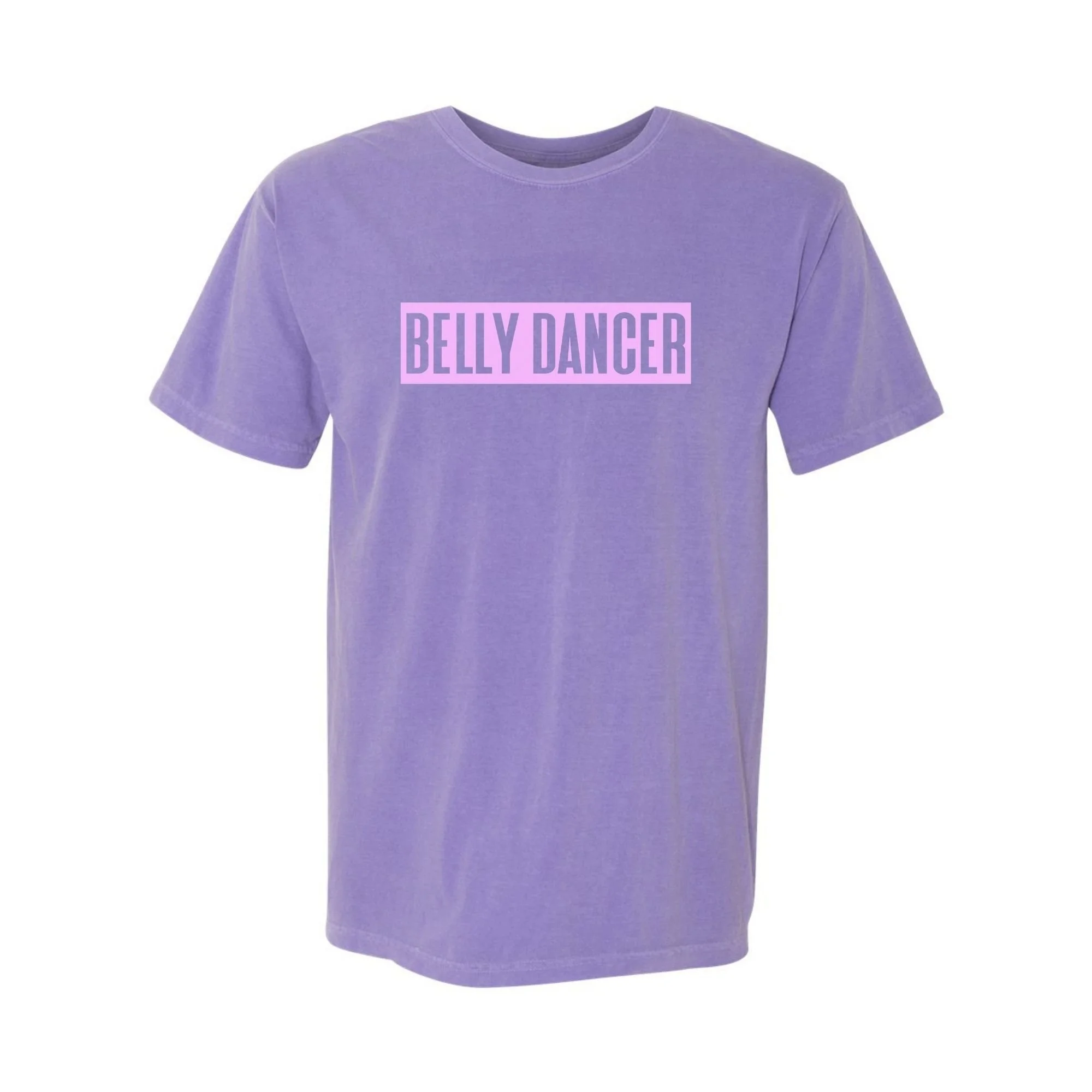 Belly Dancer tee in Violet with pink print