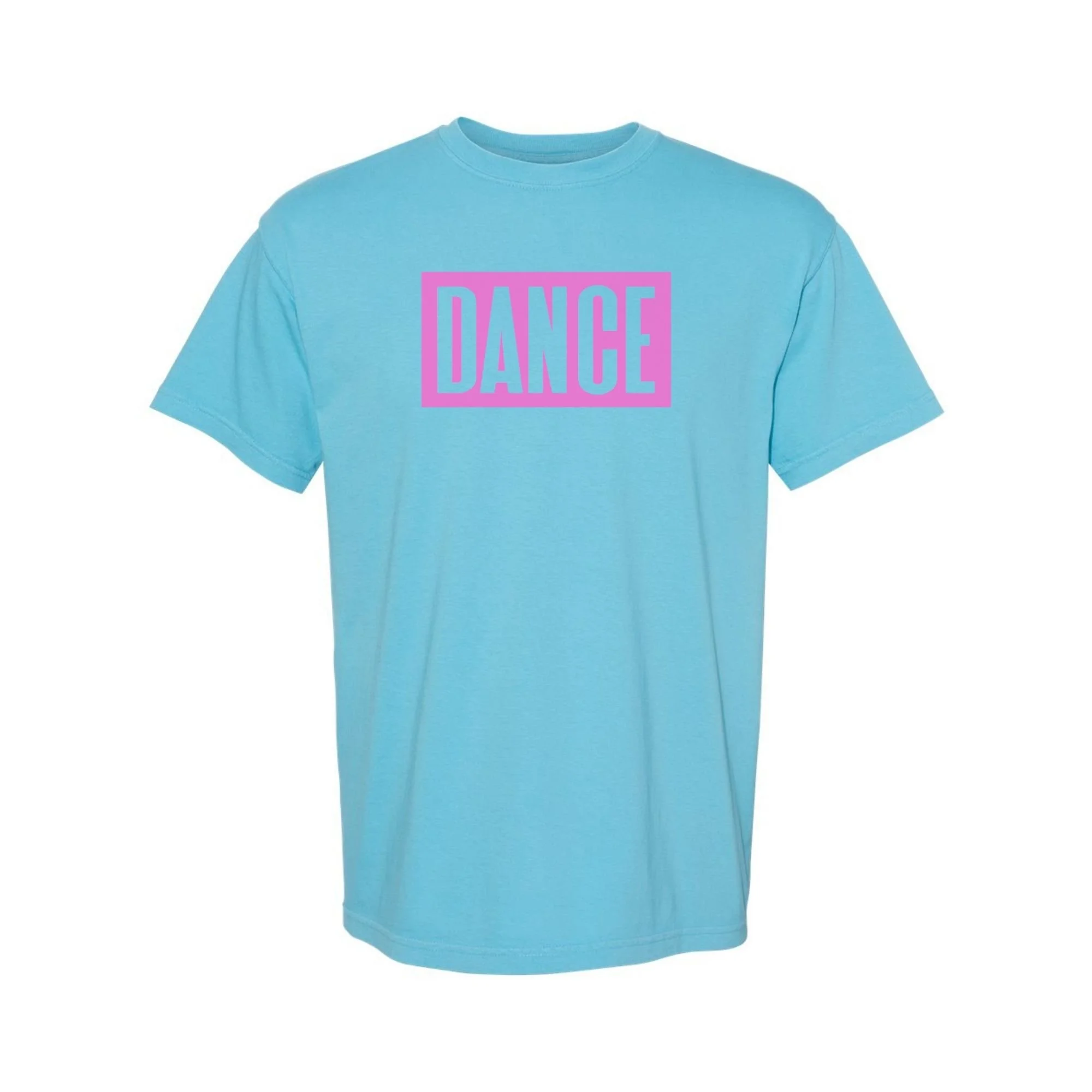 DANCE tee in Sapphire with pink print