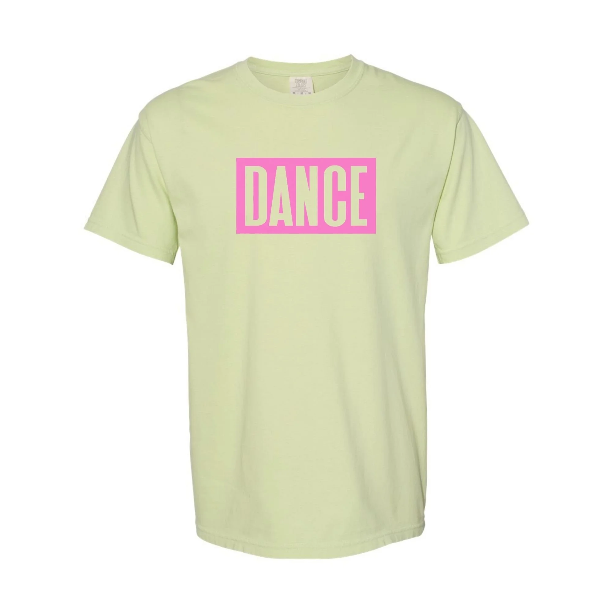 DANCE tee in Celadon with pink print