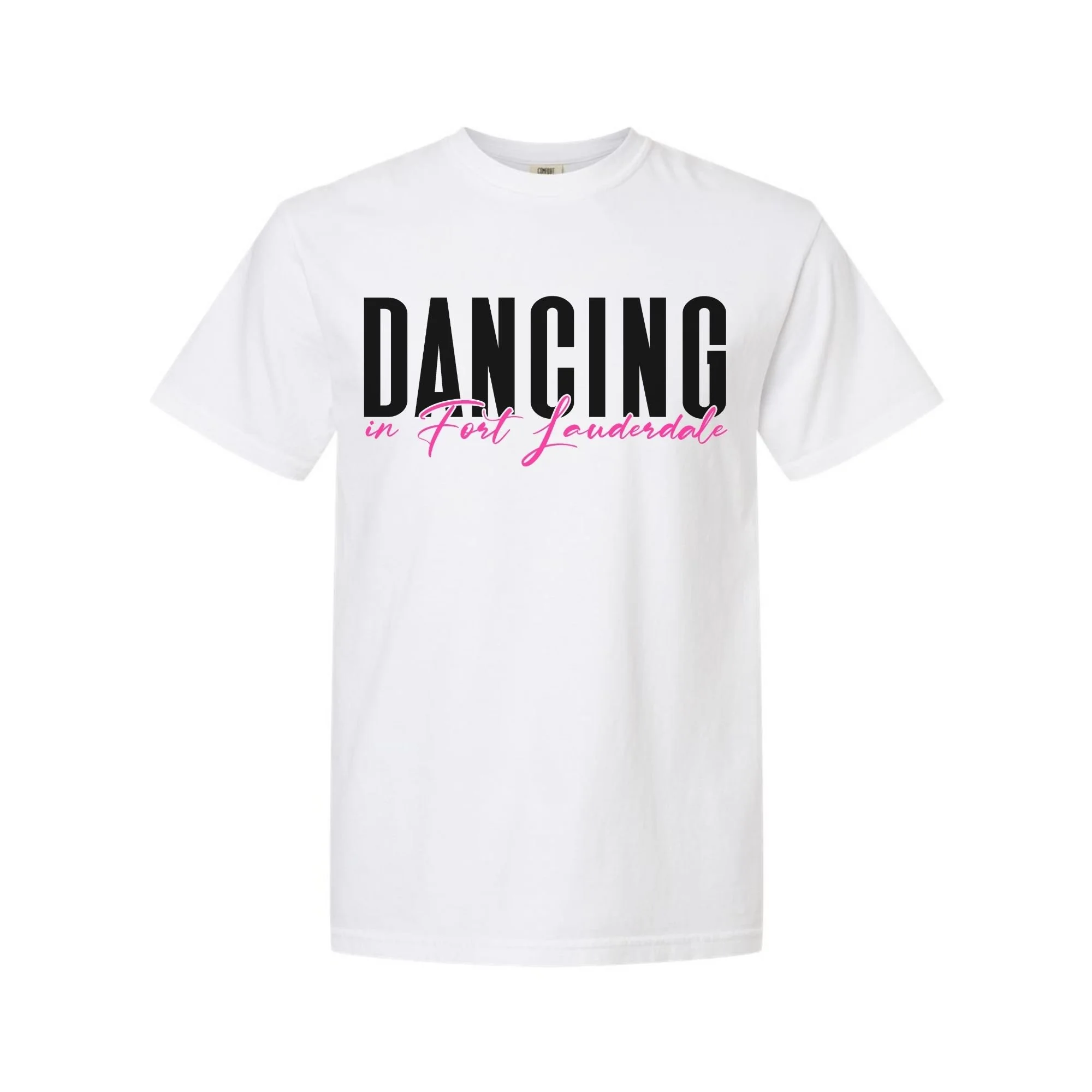 Dancing in Fort Lauderdale T-Shirt in White with black and pink print
