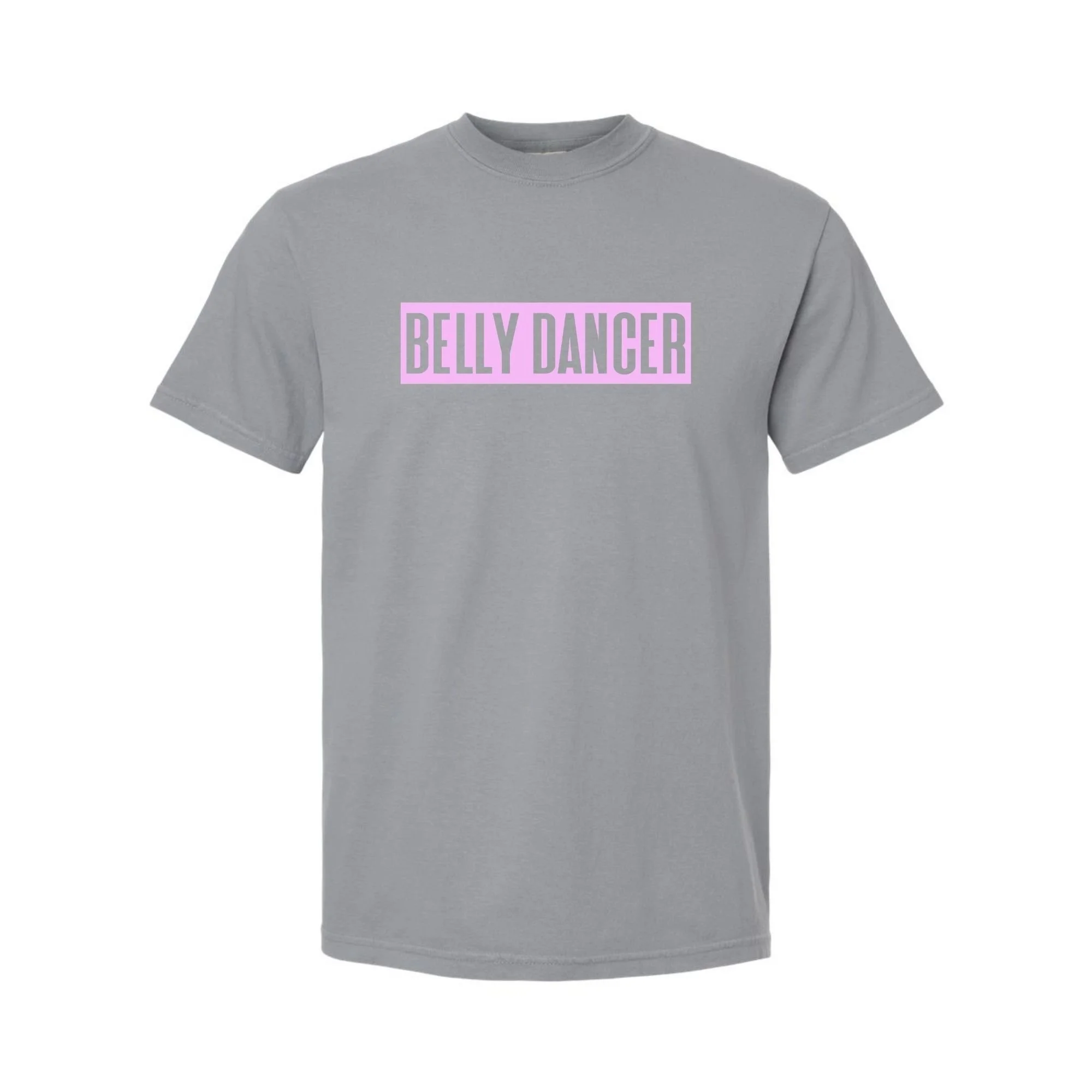 Belly Dancer tee in Granite with pink print