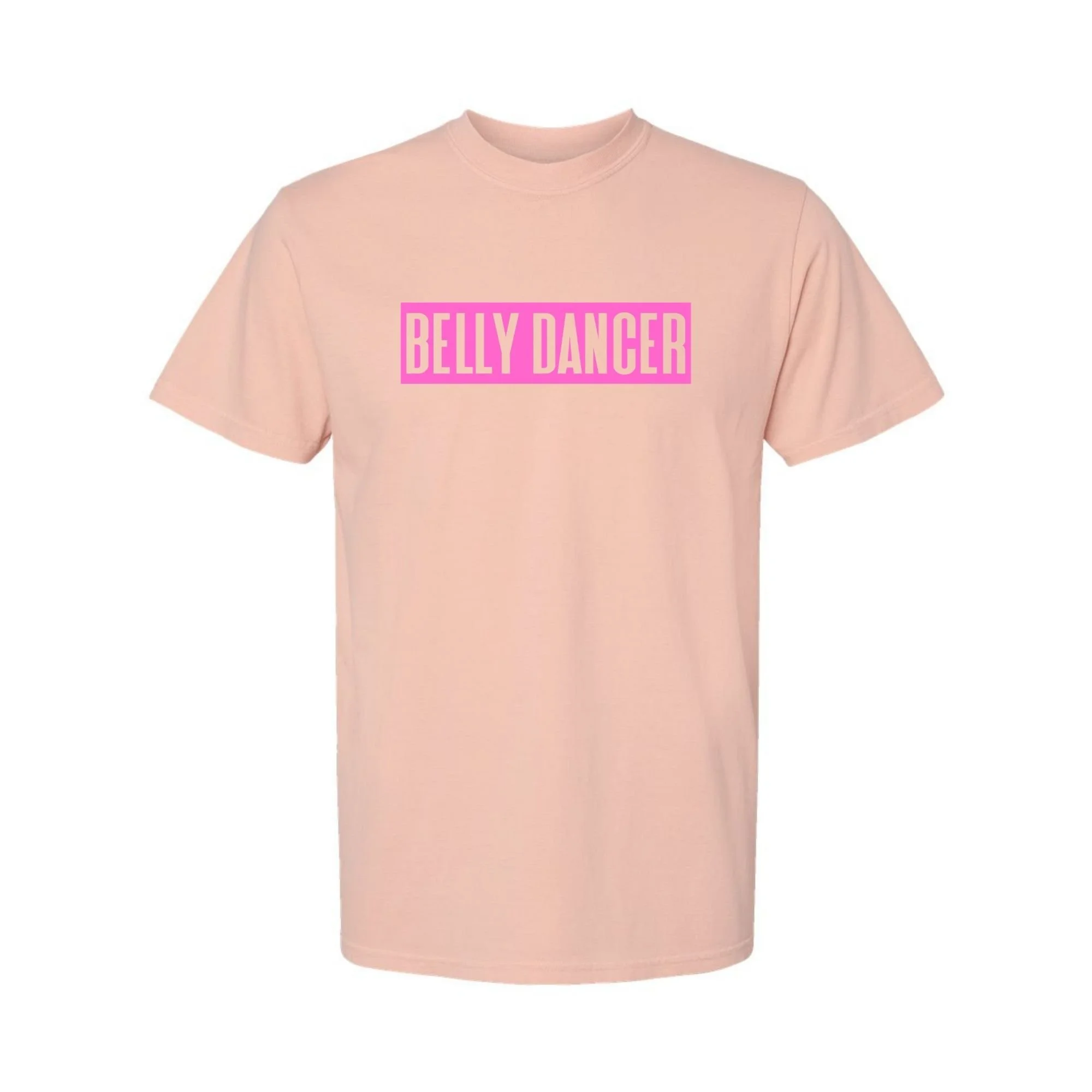 Belly Dancer tee in Peachy with pink print