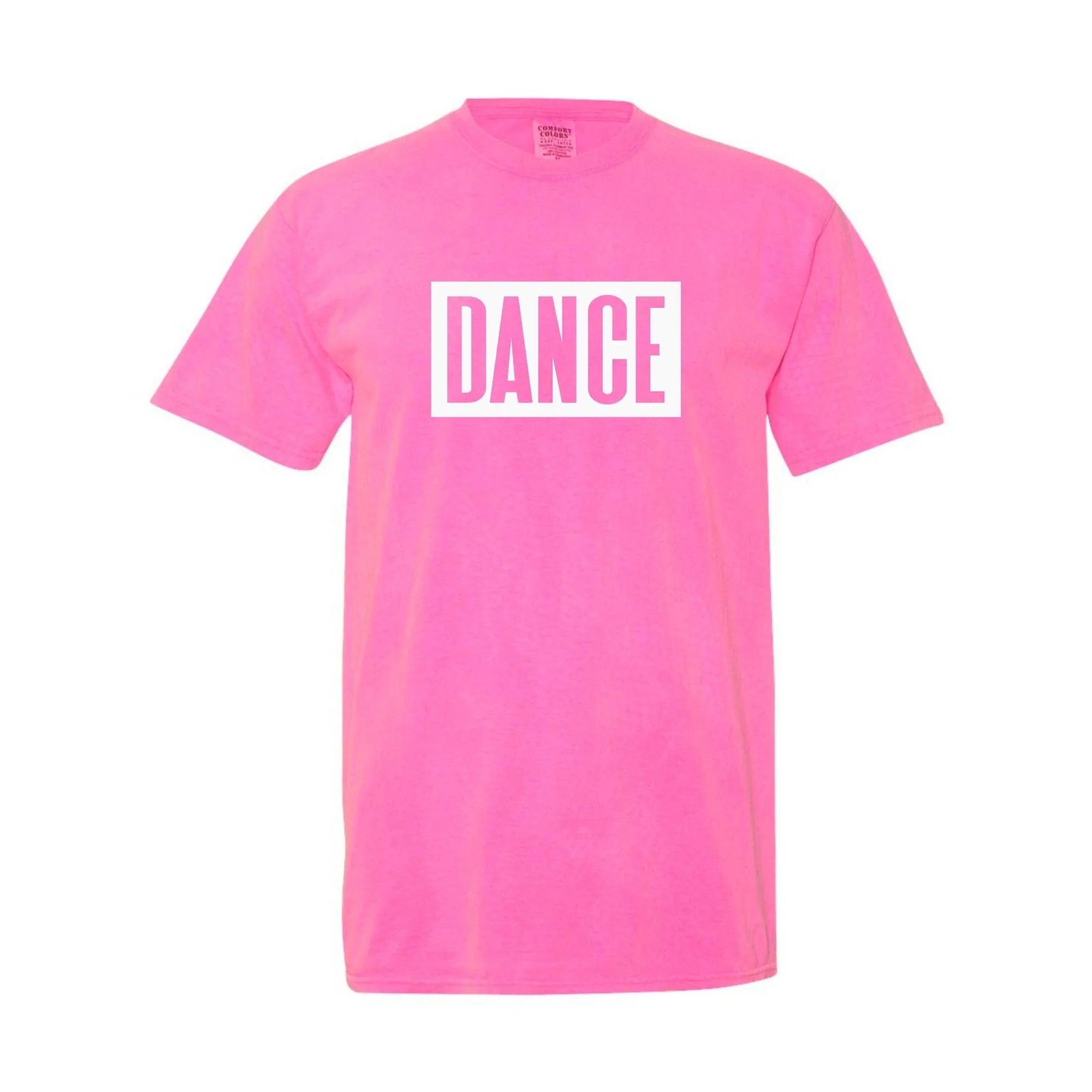DANCE tee in Hot Pink with white print