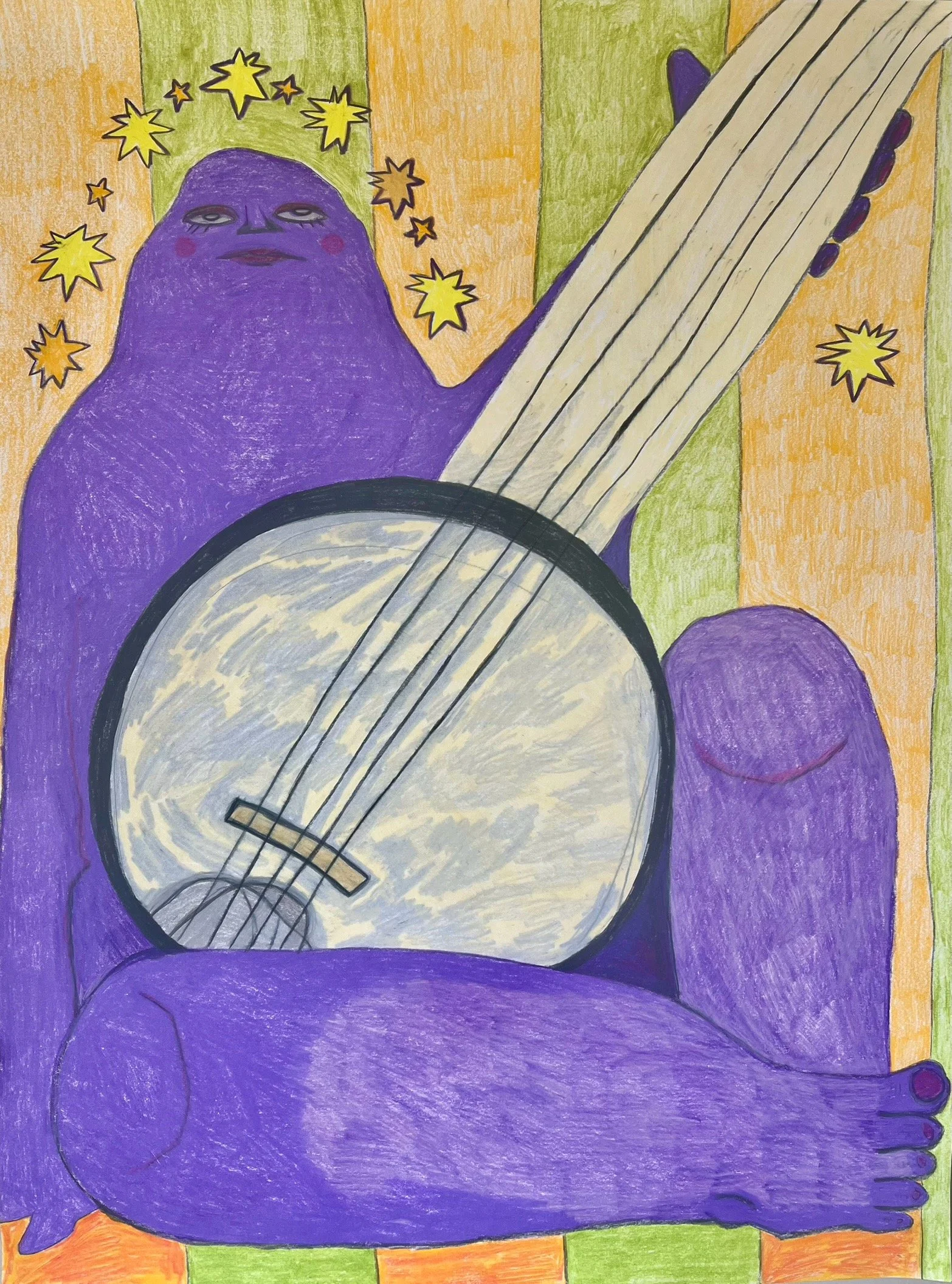 Banjo Player, 18" x 24", colored pencil on paper