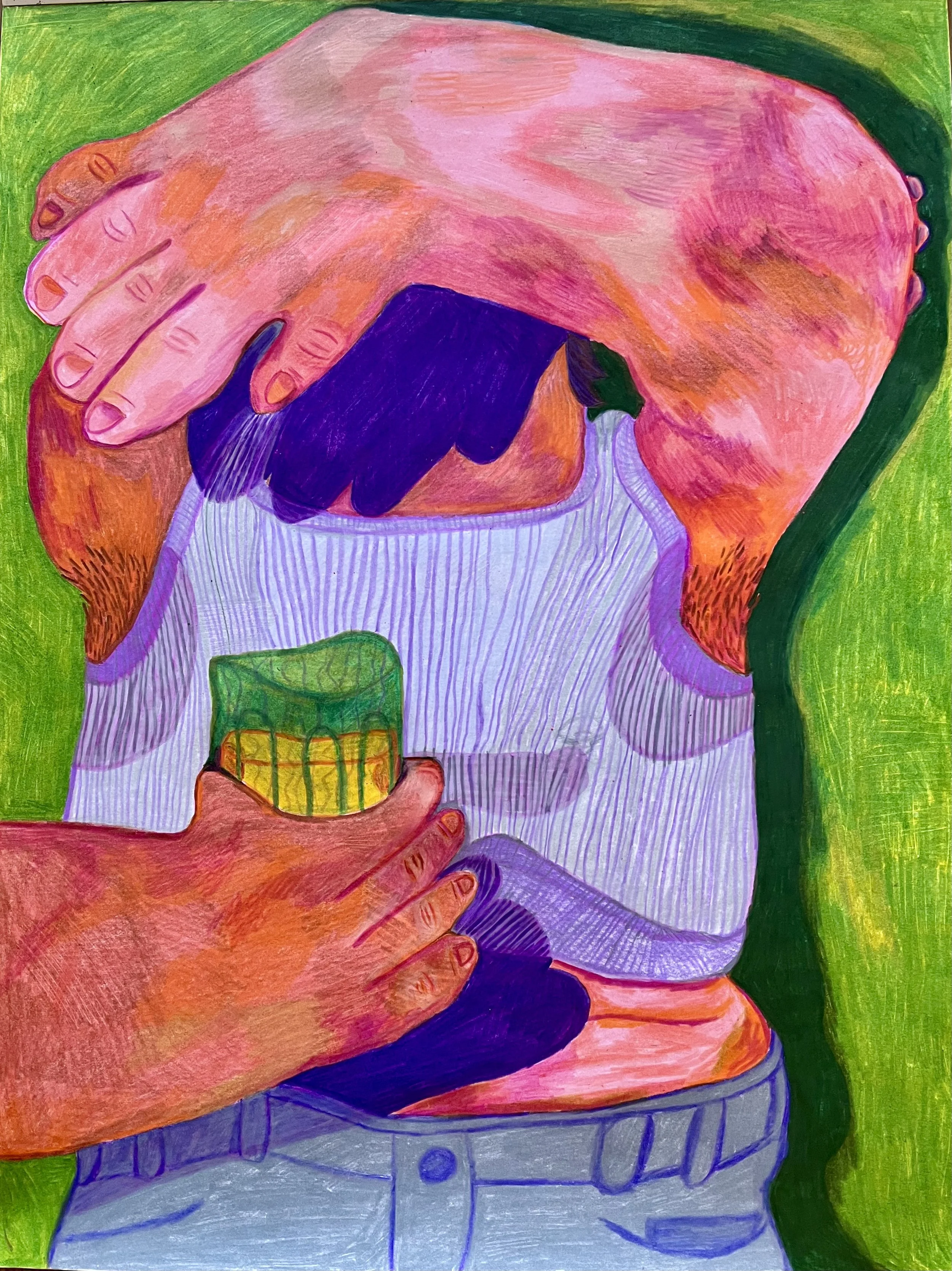 "Can I Get You Anything? Some Lemonade?" 18" x 24", colored pencil and ink on paper