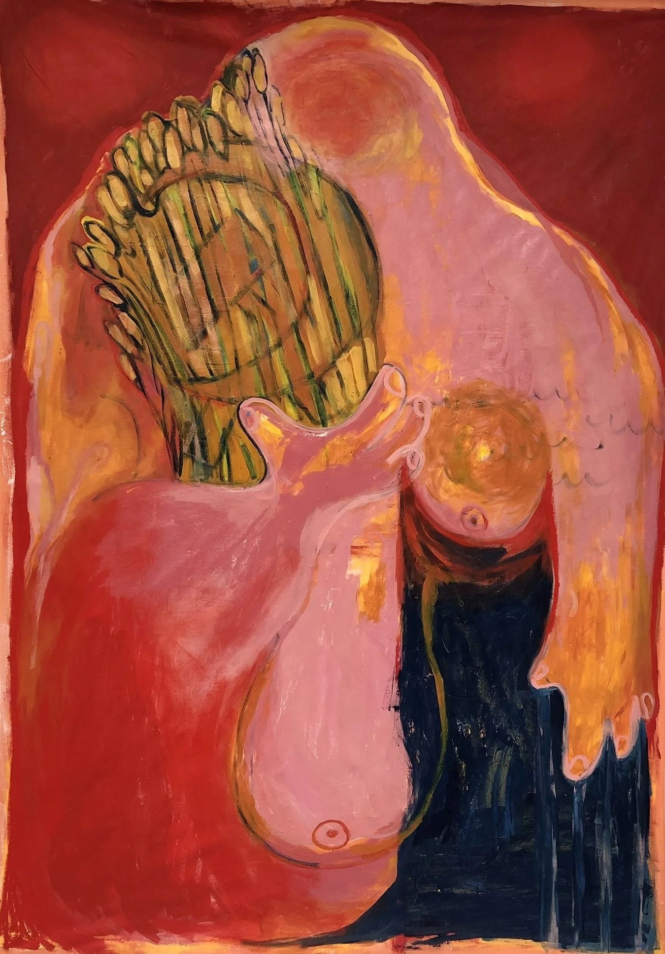 Mother I (Alone), 4'x4.5', acrylic and oil stick on fabric